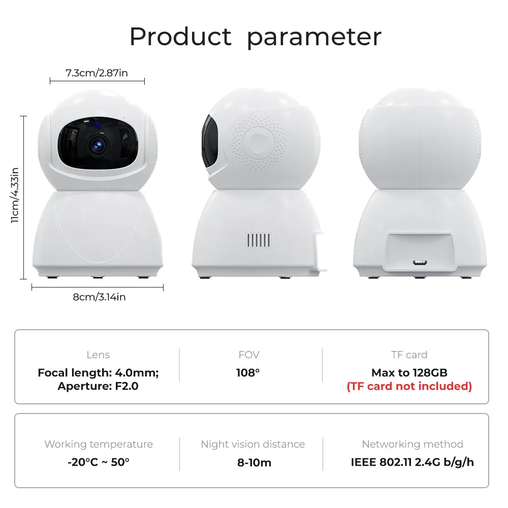1080P HD Cctv AI Auto Tracking PIR Motion Human Detection Two Way Voice Call Tuya Smart Wifi Camera