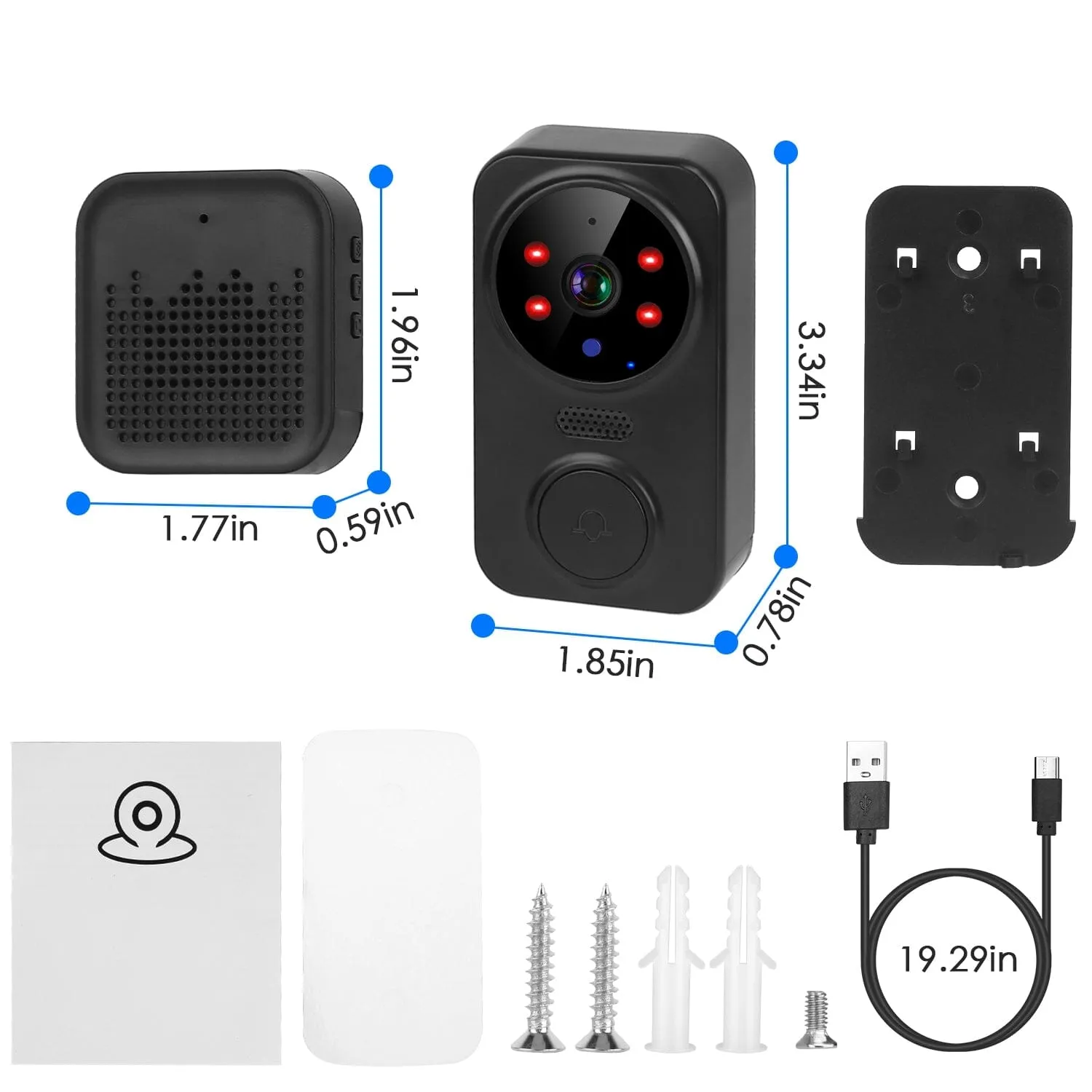 1080P WiFi Security Doorbell Camera 2-Way Audio Free Cloud Storage