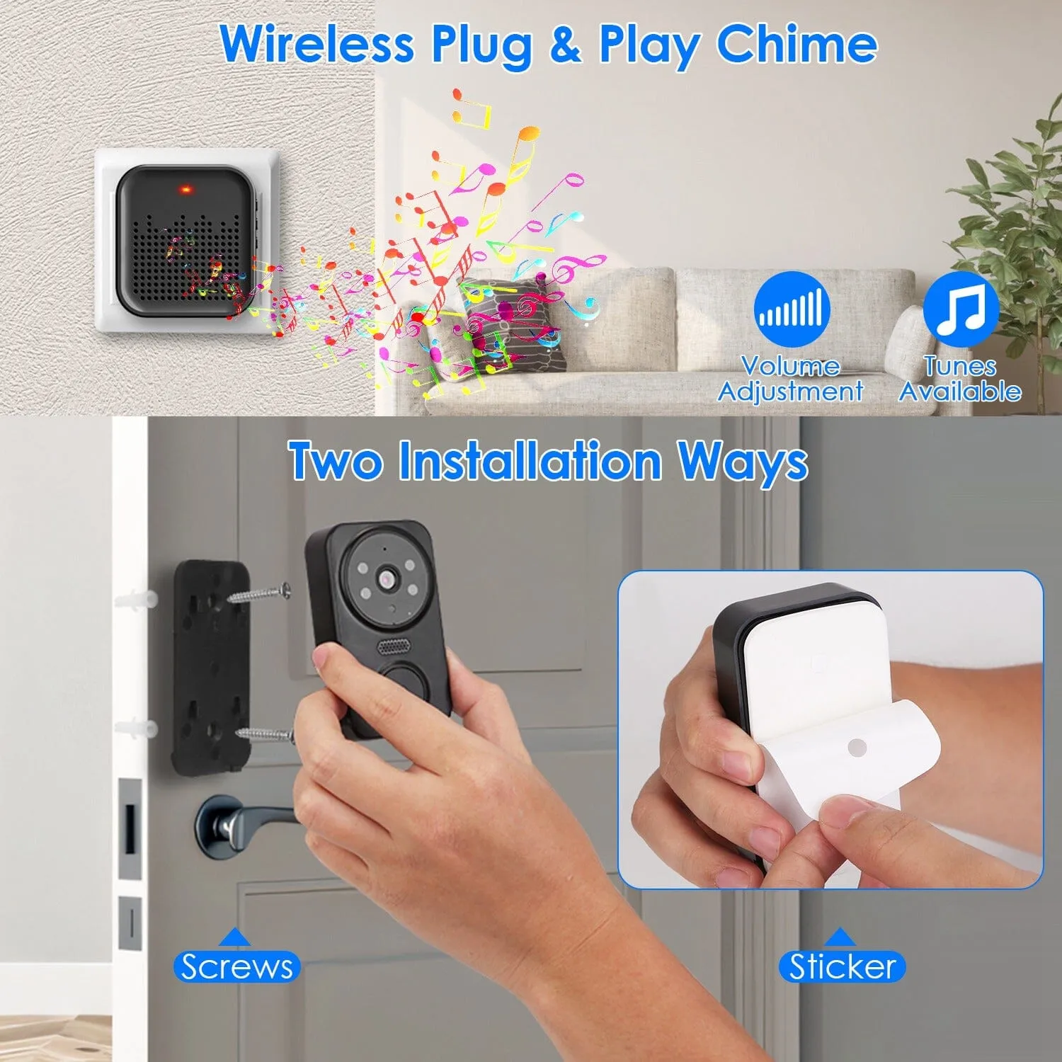 1080P WiFi Security Doorbell Camera 2-Way Audio Free Cloud Storage