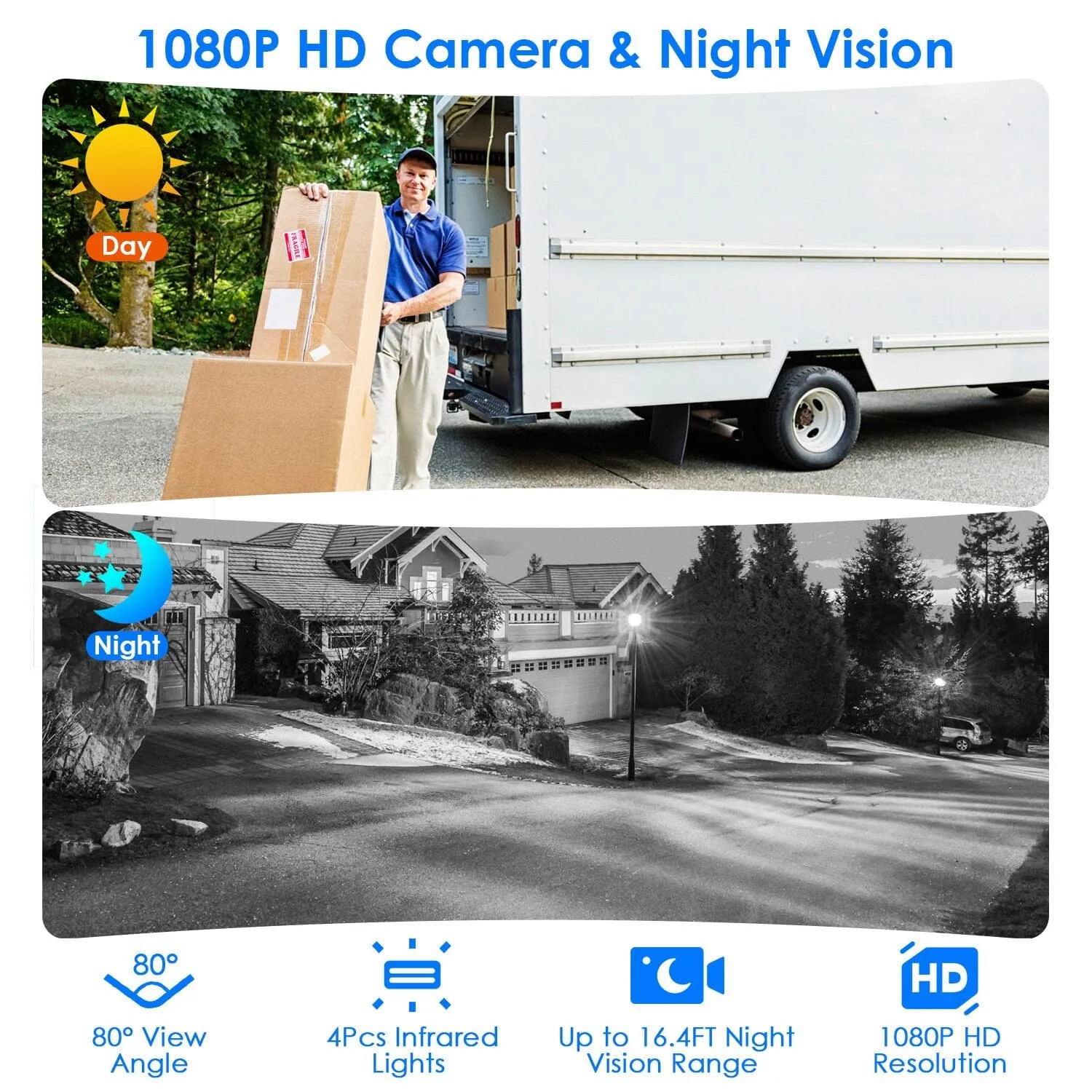 1080P WiFi Security Doorbell Camera 2-Way Audio Free Cloud Storage