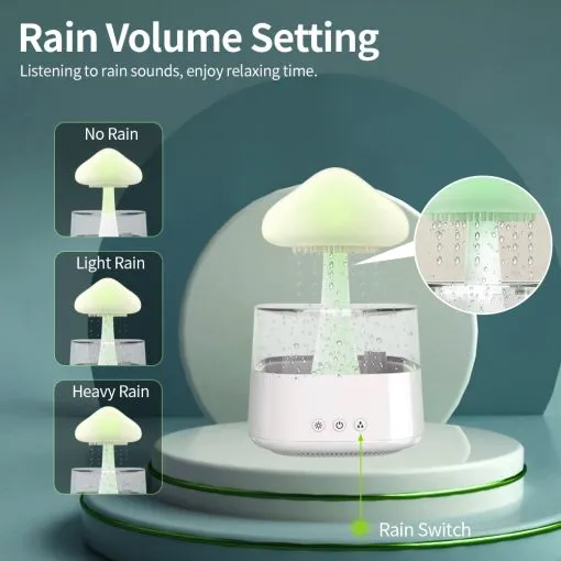 2-in-1 Desk Light Humidifier Rain Cloud Aromatherapy Essential Oil Zen Diffuser & Raining Cloud Night Light Mushroom Lamp