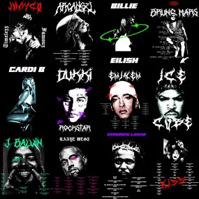 24 Music Artists Streetwear V2 Designs Bundle PNG   PSD