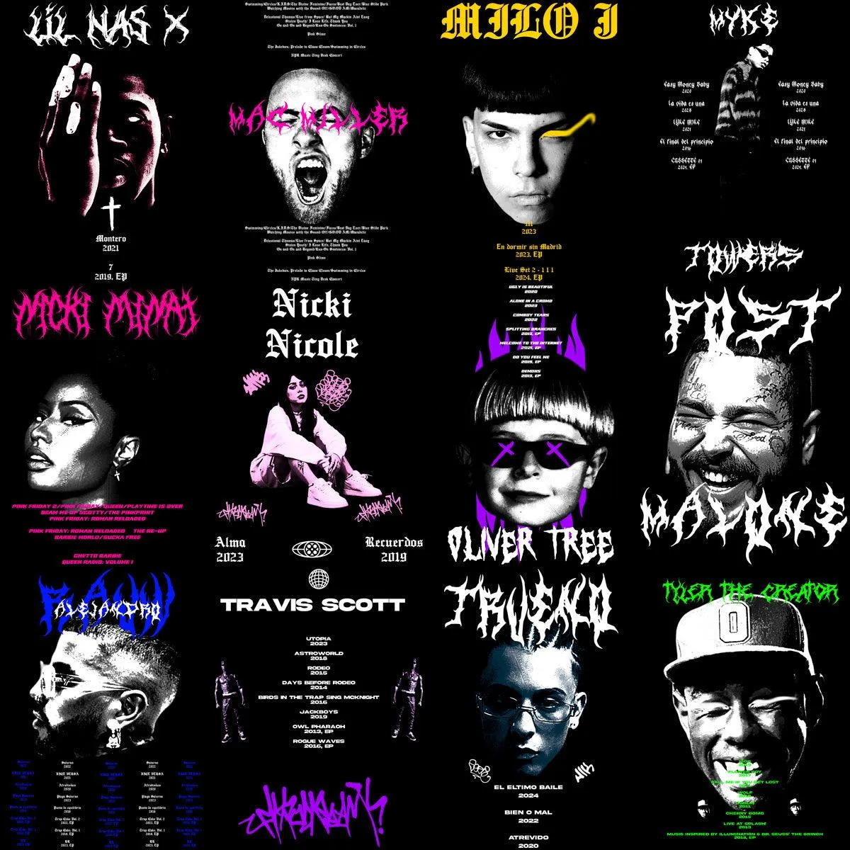 24 Music Artists Streetwear V2 Designs Bundle PNG   PSD