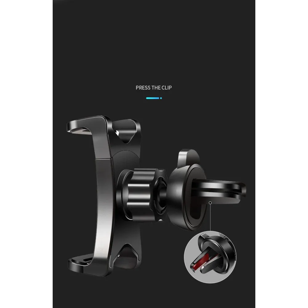 3 in 1 Car GPS Smartphone Holder: Dashboard / Visor Clamp   AC Grid Clip for Intex cloud Power , cloud Power Plus - Black