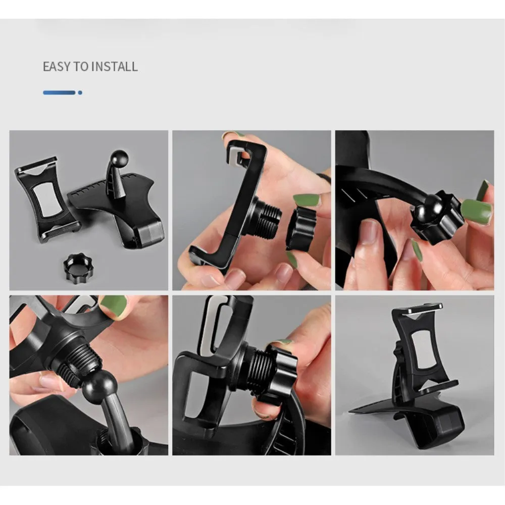 3 in 1 Car GPS Smartphone Holder: Dashboard / Visor Clamp   AC Grid Clip for Intex cloud Power , cloud Power Plus - Black