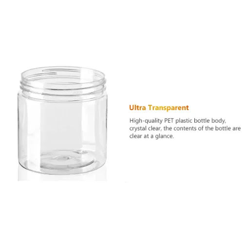 300ml PET Cosmetic Jar with Lid Crystal Clear