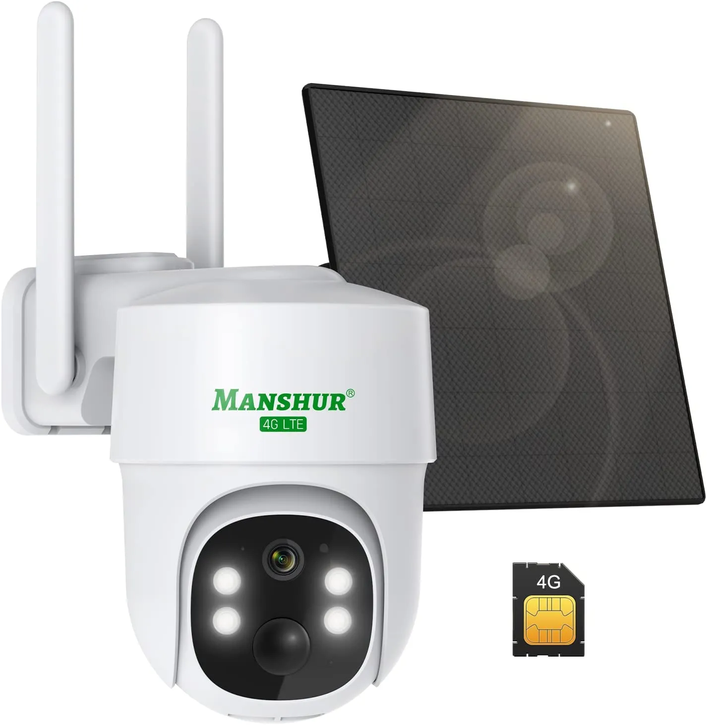 4G LTE Cellular Wireless Security Camera 360° PTZ 2K Solar No WiFi Surveillance Camera MANSHUR UB6 (UBOX App)