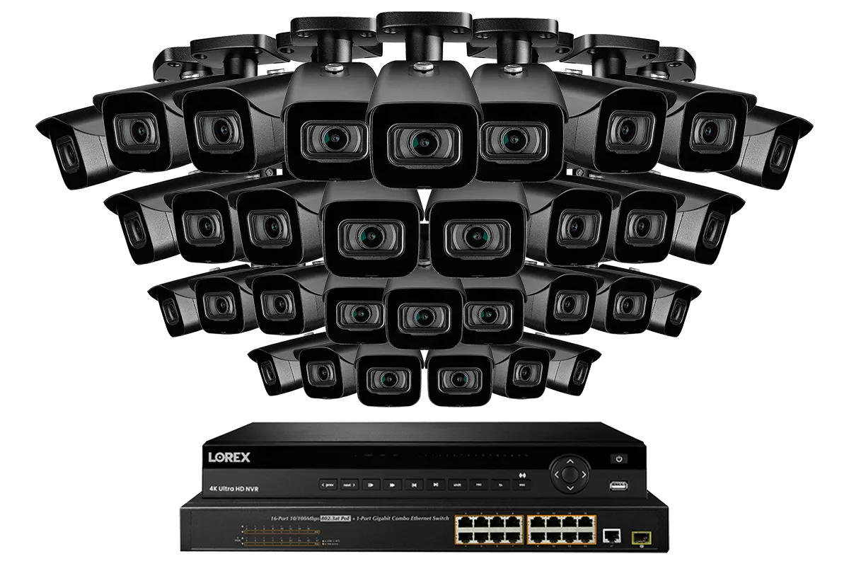 4K Ultra HD IP NVR System with 32 Weatherproof 4K (8MP) IP Metal Cameras