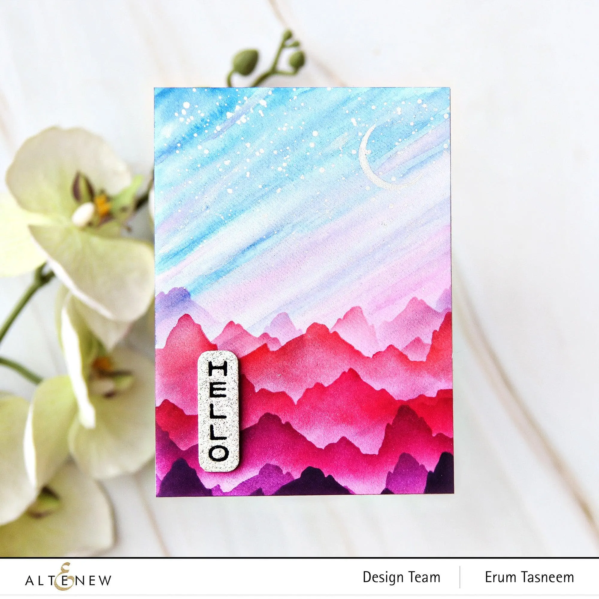 Abstract Mountain Scene Stencil