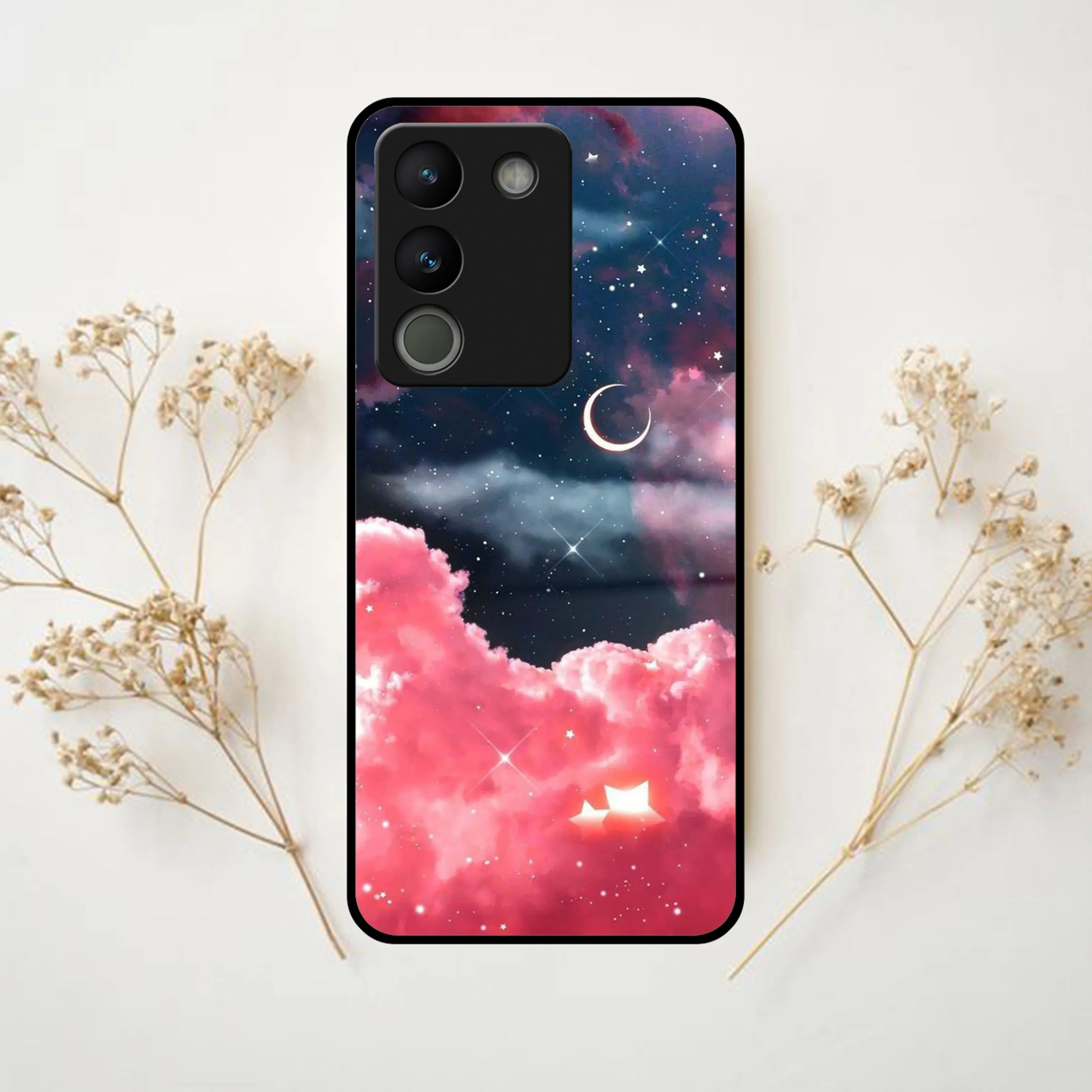 Aesthetic Cloud Glass Case Cover For Vivo