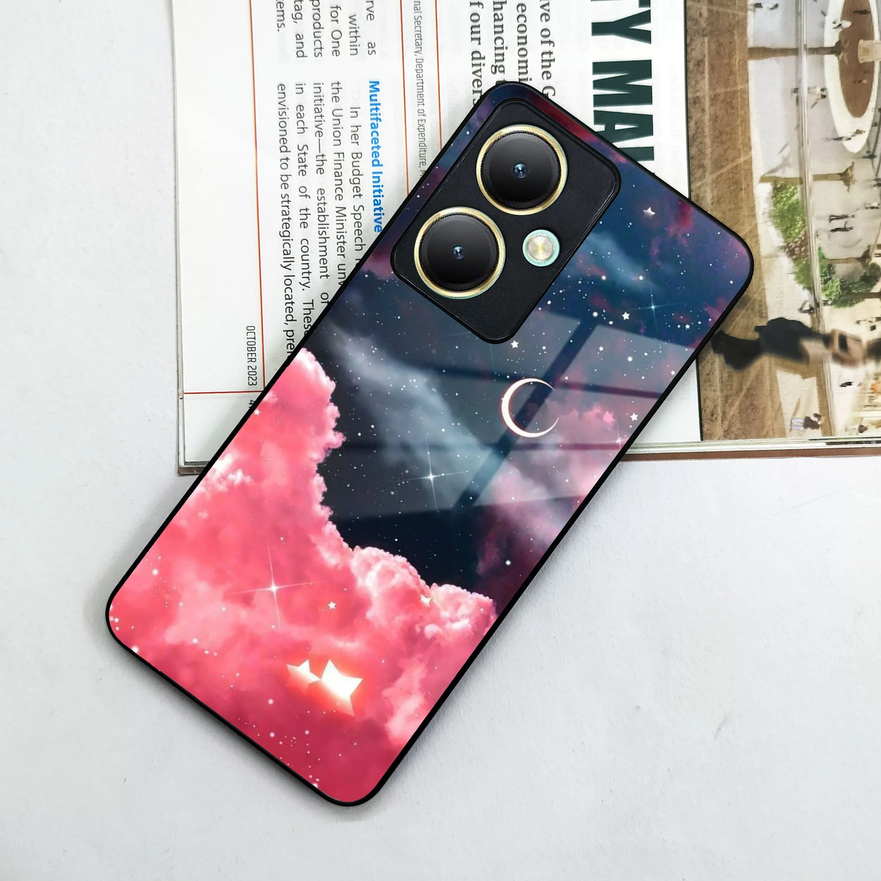 Aesthetic Cloud Glass Case Cover For Vivo
