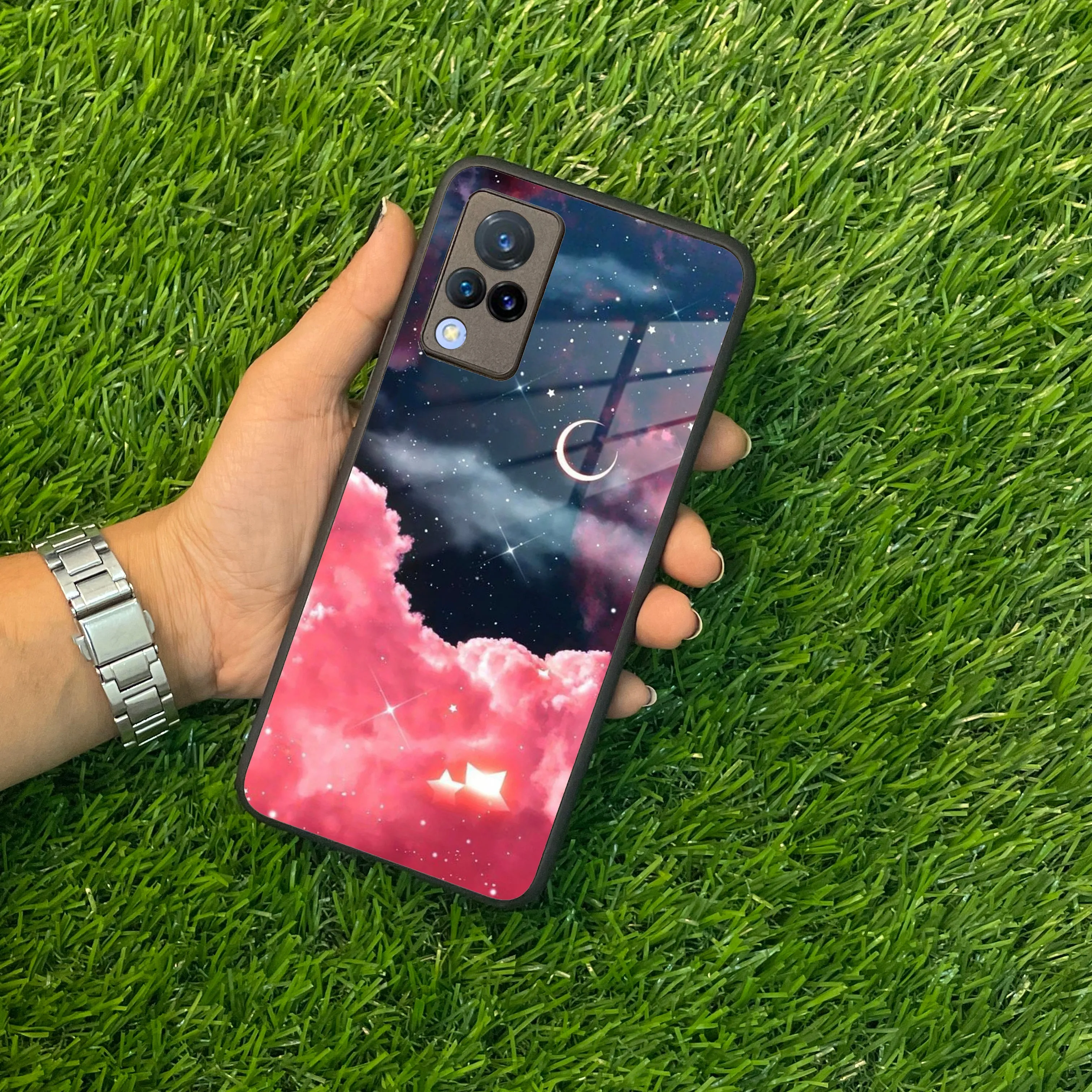 Aesthetic Cloud Glass Case Cover For Vivo