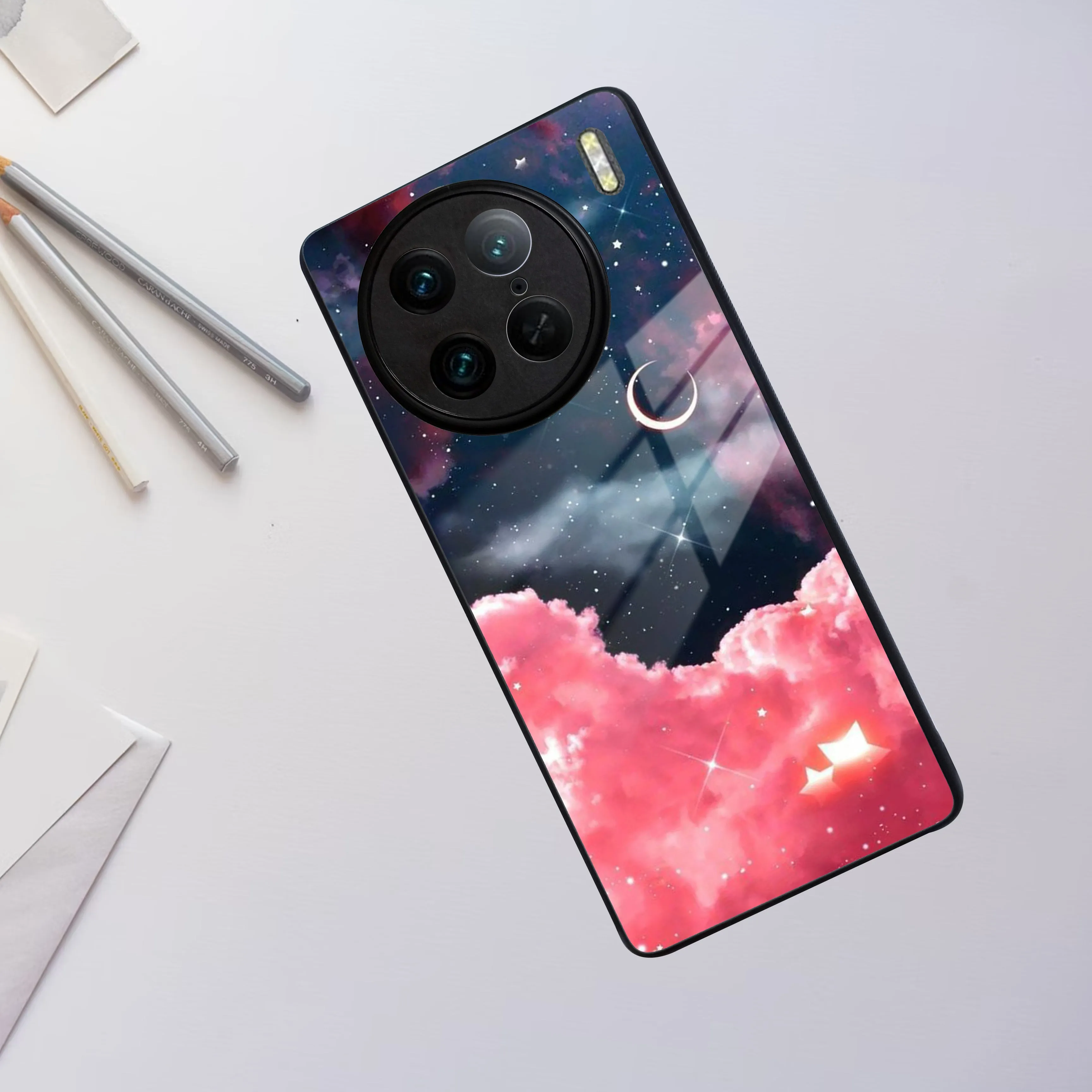 Aesthetic Cloud Glass Case Cover For Vivo