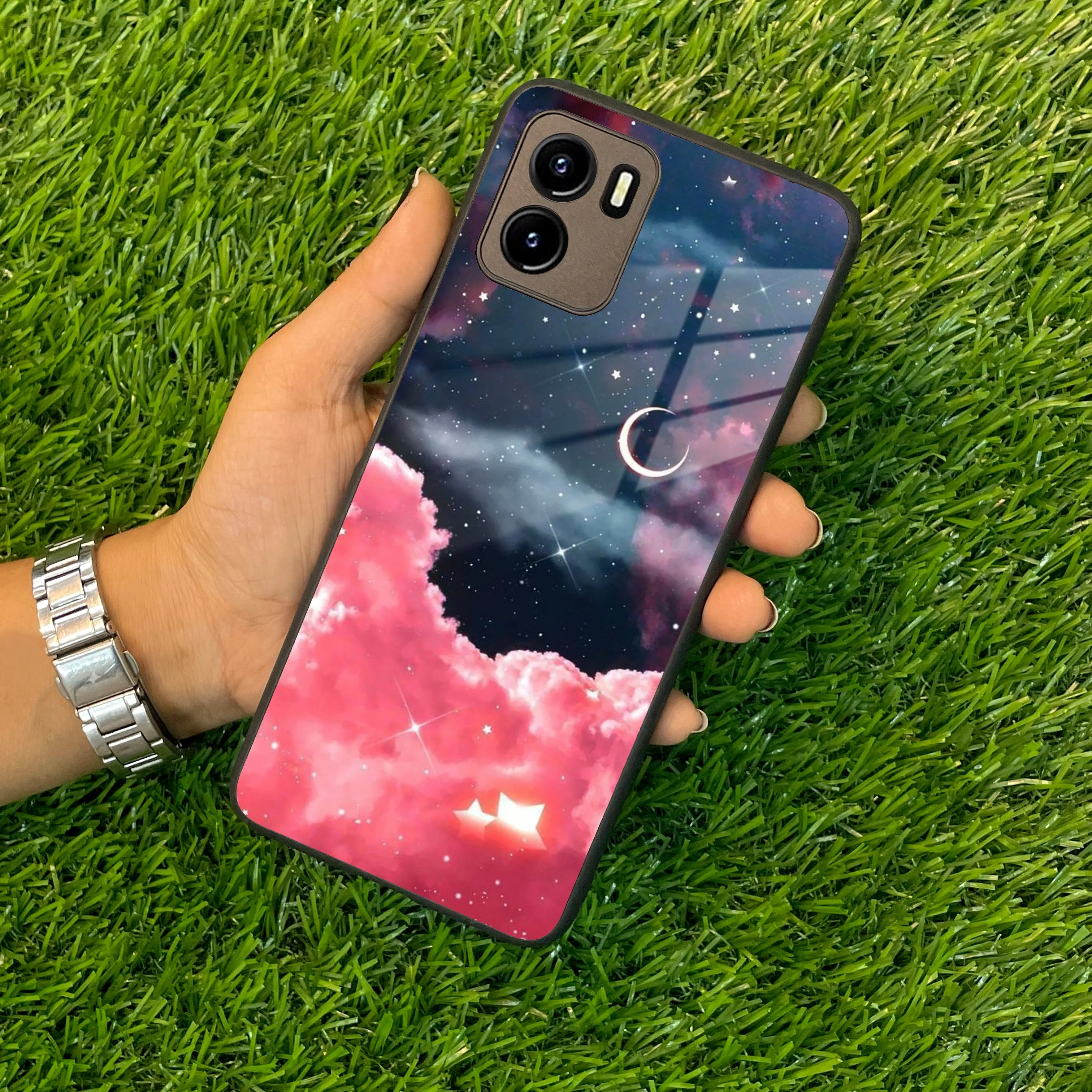 Aesthetic Cloud Glass Case Cover For Vivo