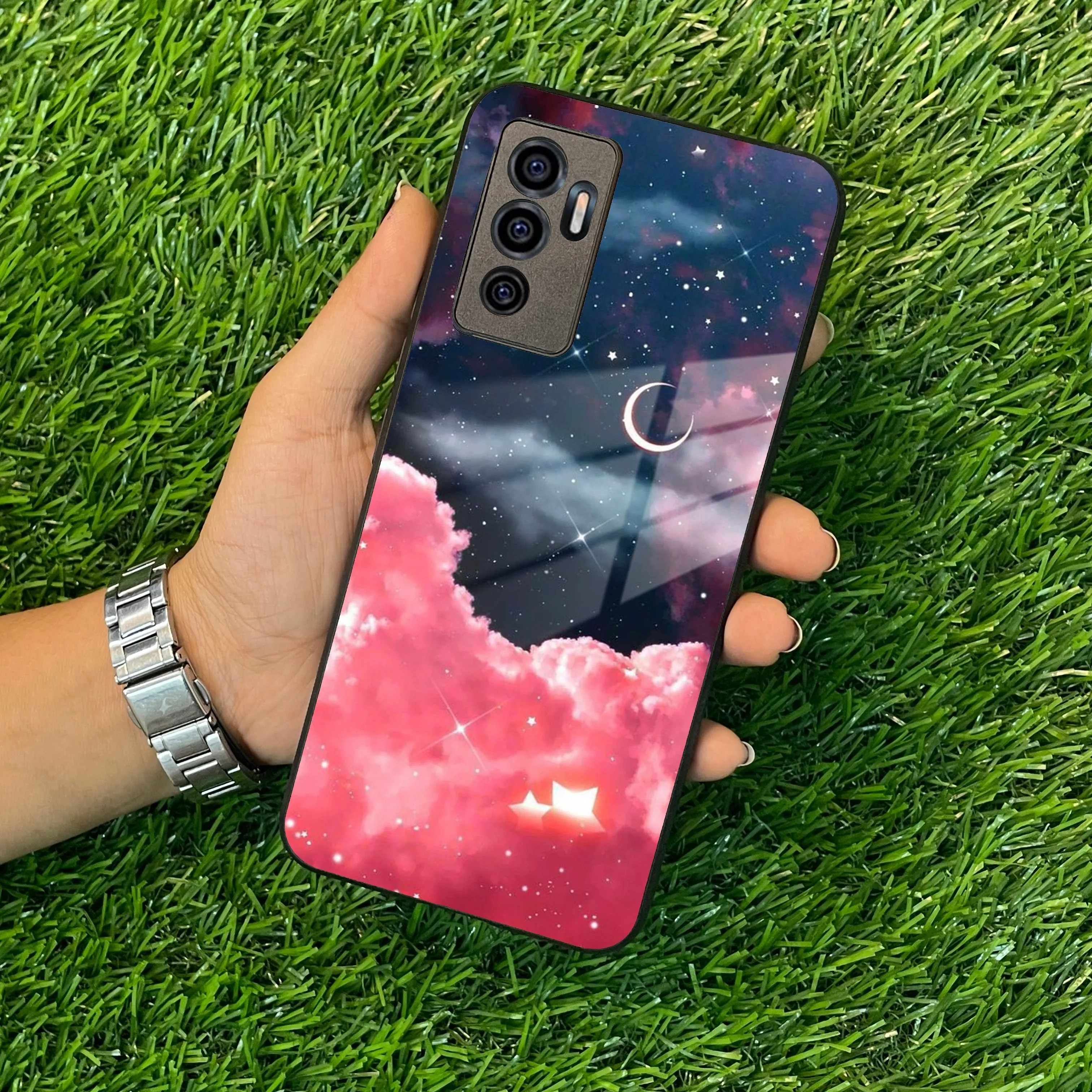 Aesthetic Cloud Glass Case Cover For Vivo