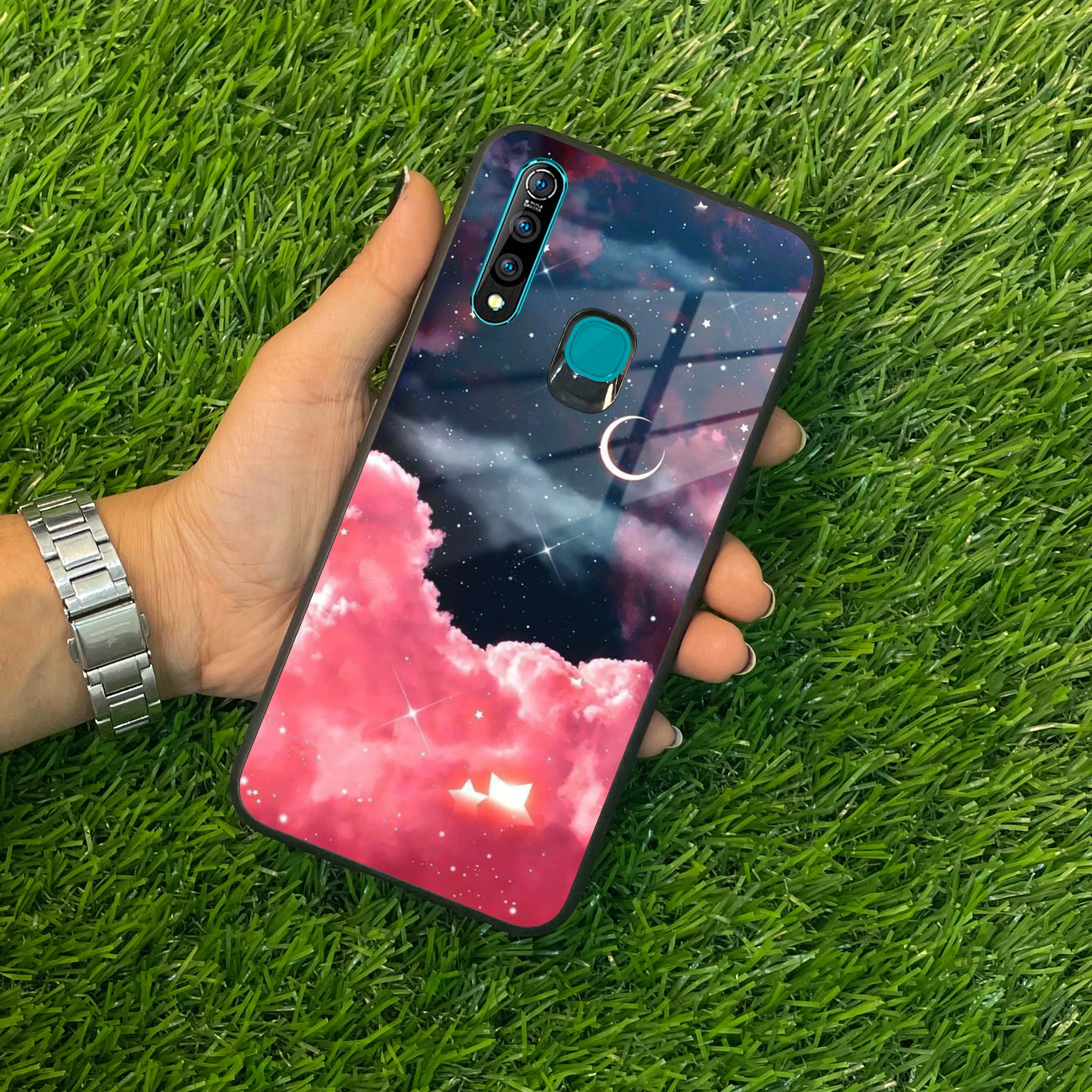 Aesthetic Cloud Glass Case Cover For Vivo