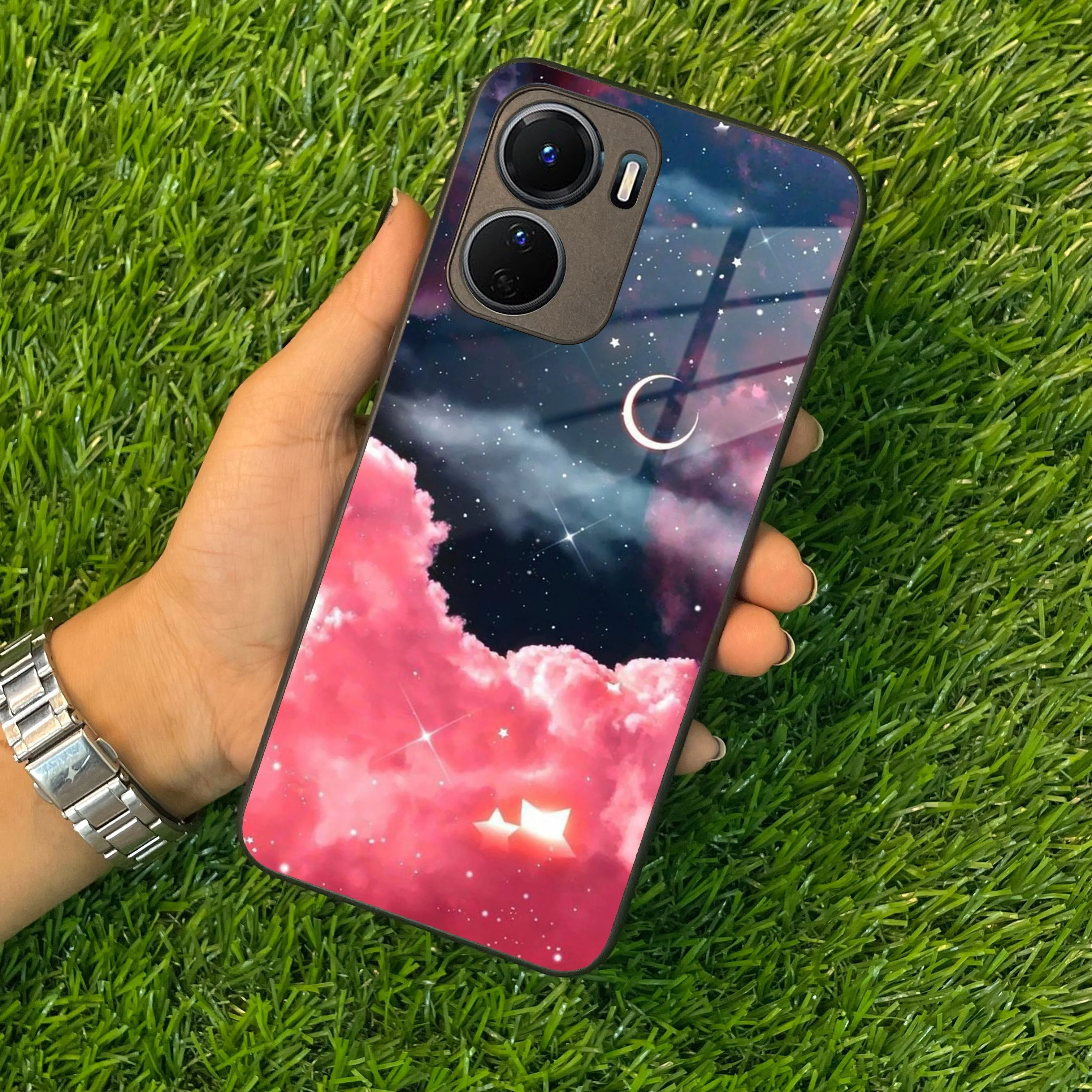 Aesthetic Cloud Glass Case Cover For Vivo