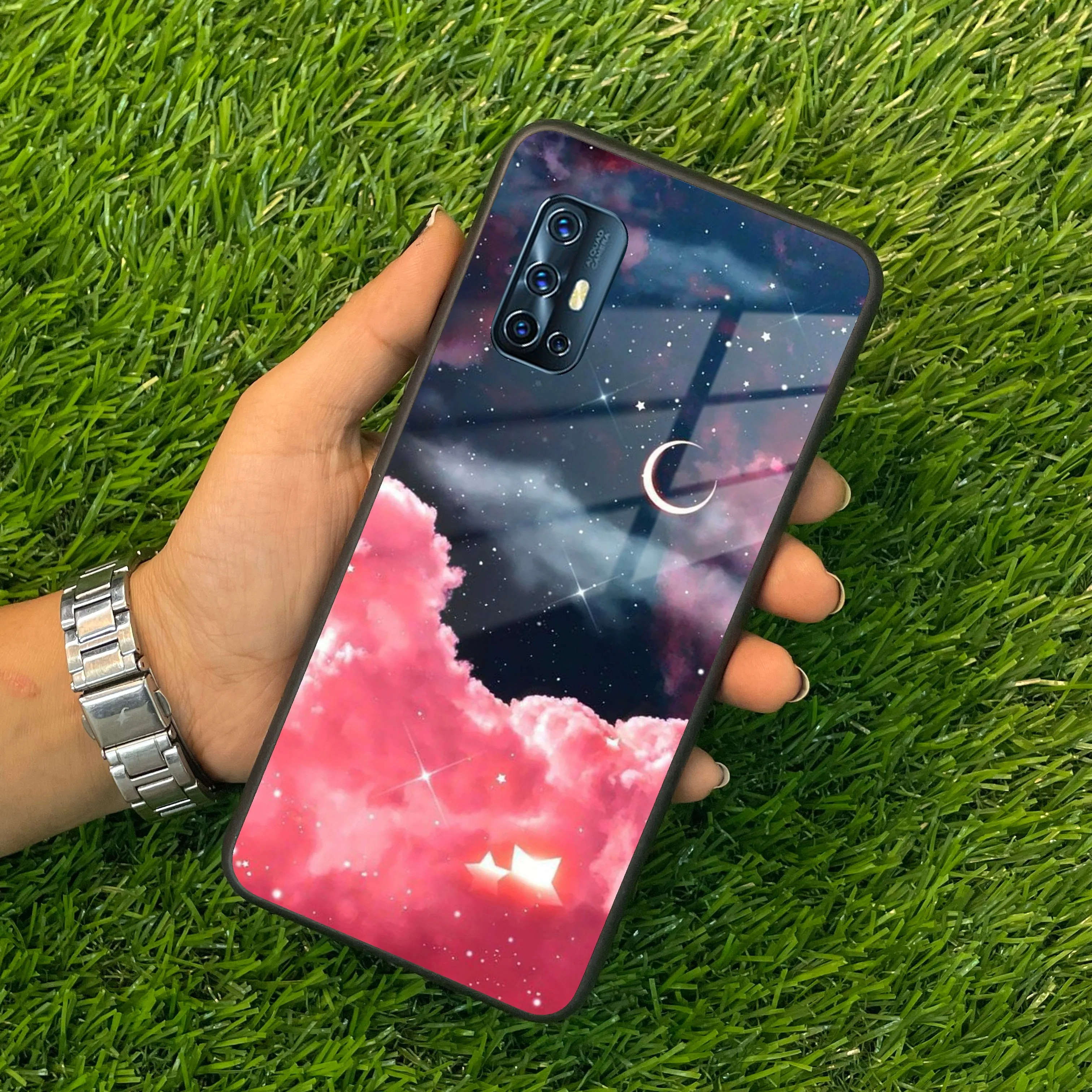Aesthetic Cloud Glass Case Cover For Vivo