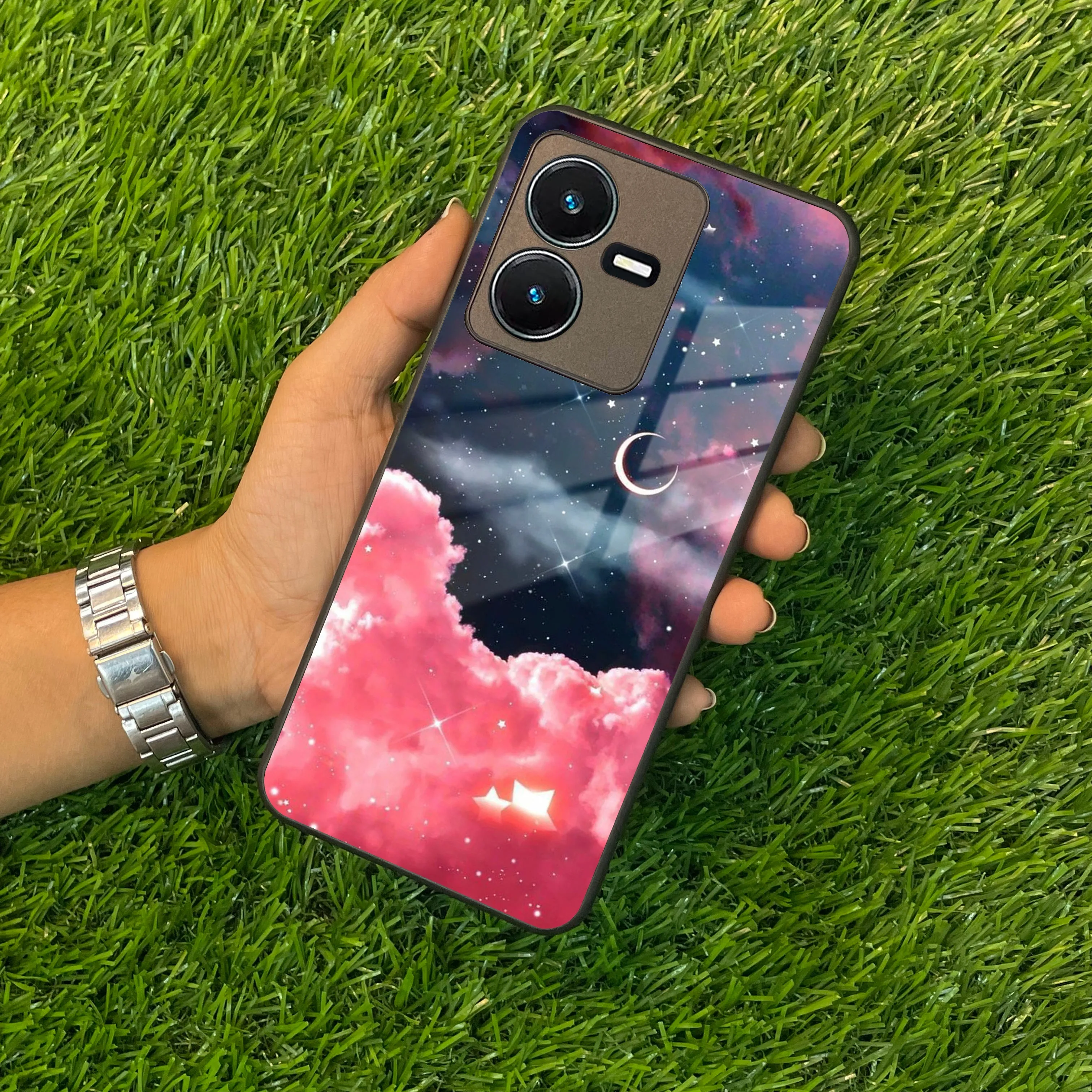 Aesthetic Cloud Glass Case Cover For Vivo