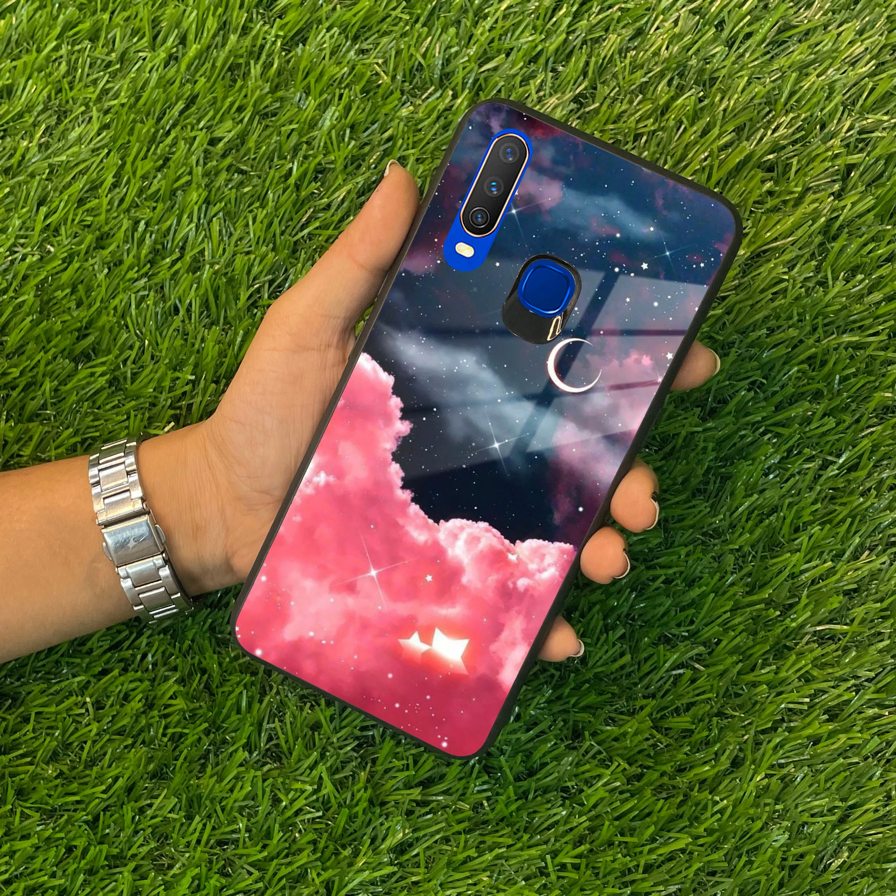 Aesthetic Cloud Glass Case Cover For Vivo