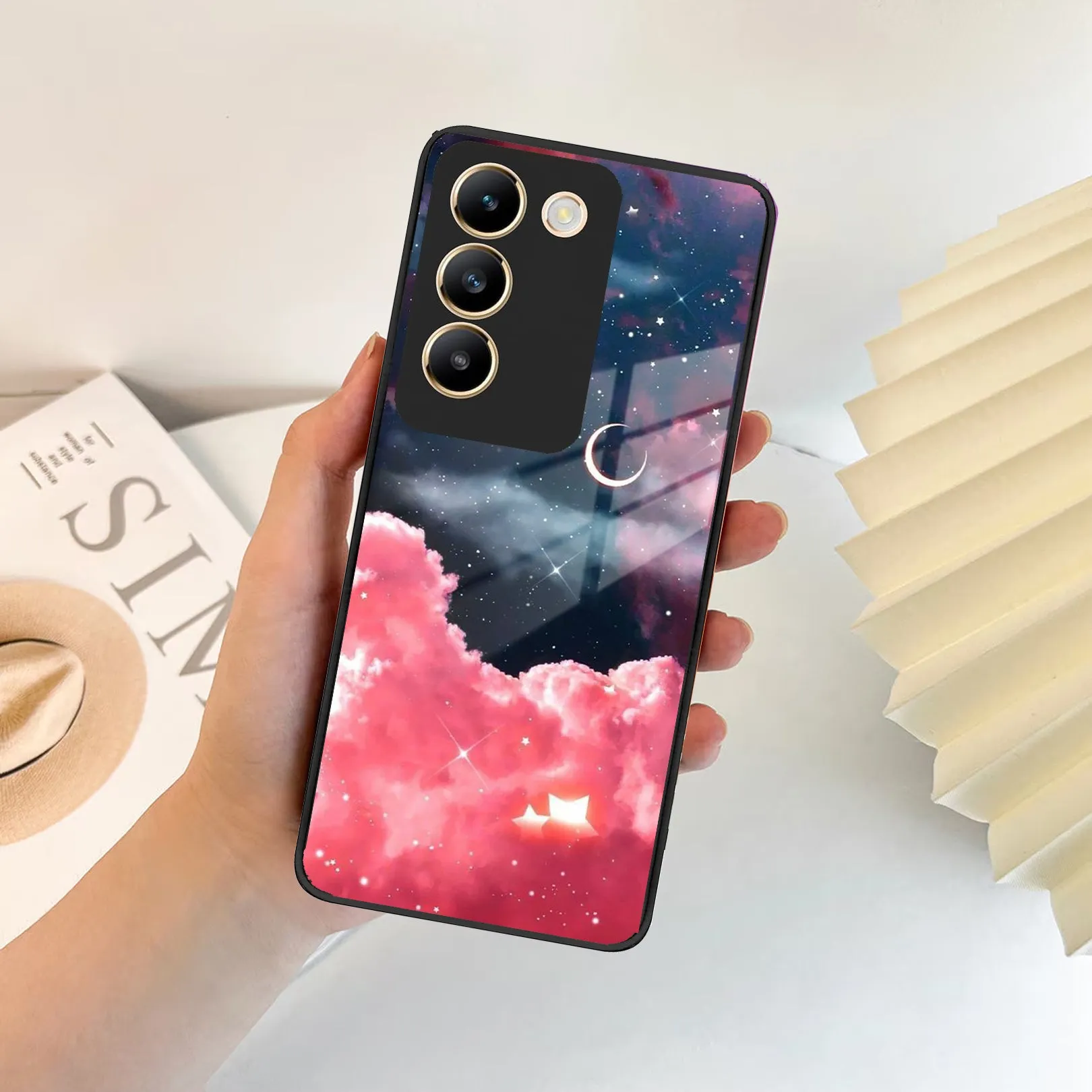 Aesthetic Cloud Glass Case Cover For Vivo