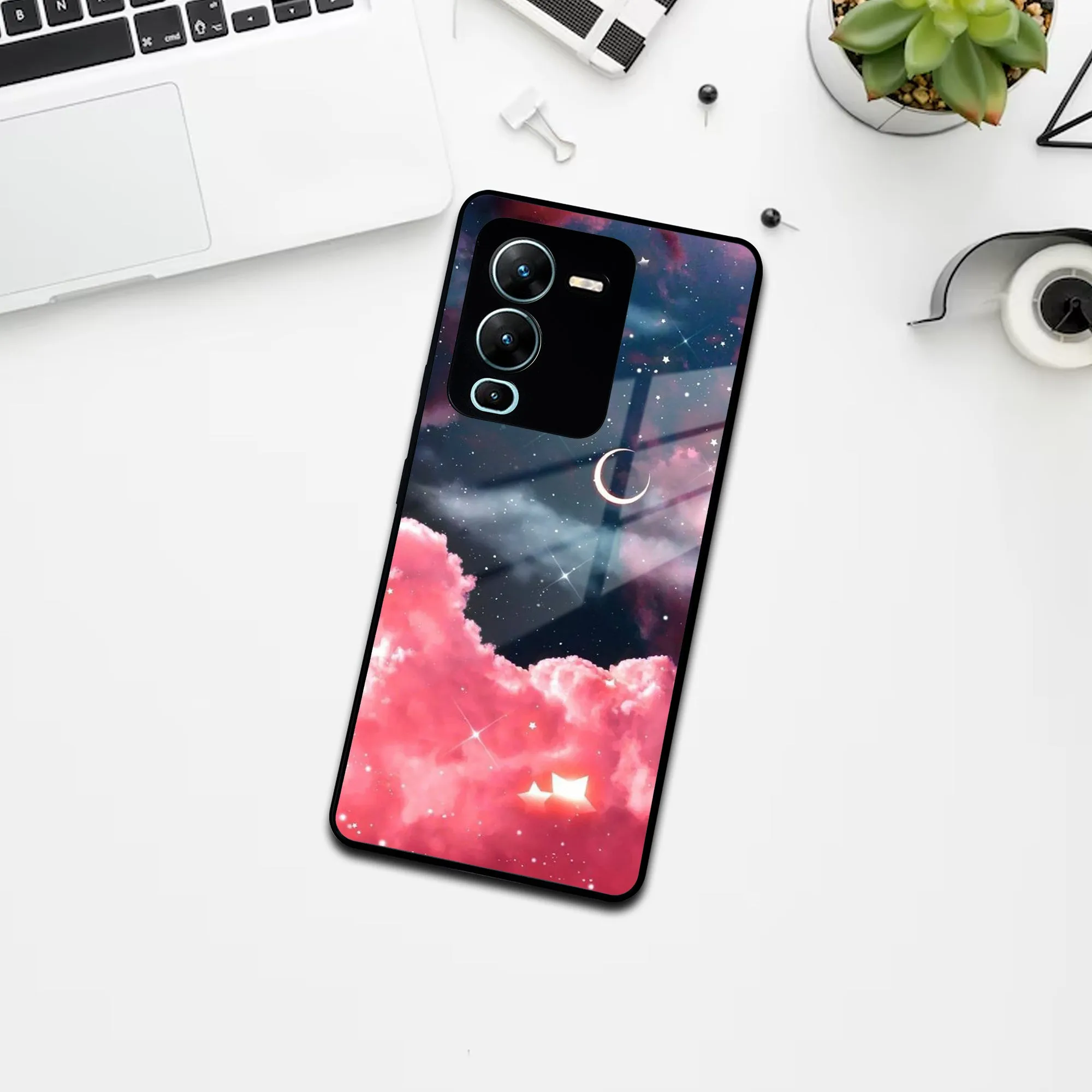 Aesthetic Cloud Glass Case Cover For Vivo
