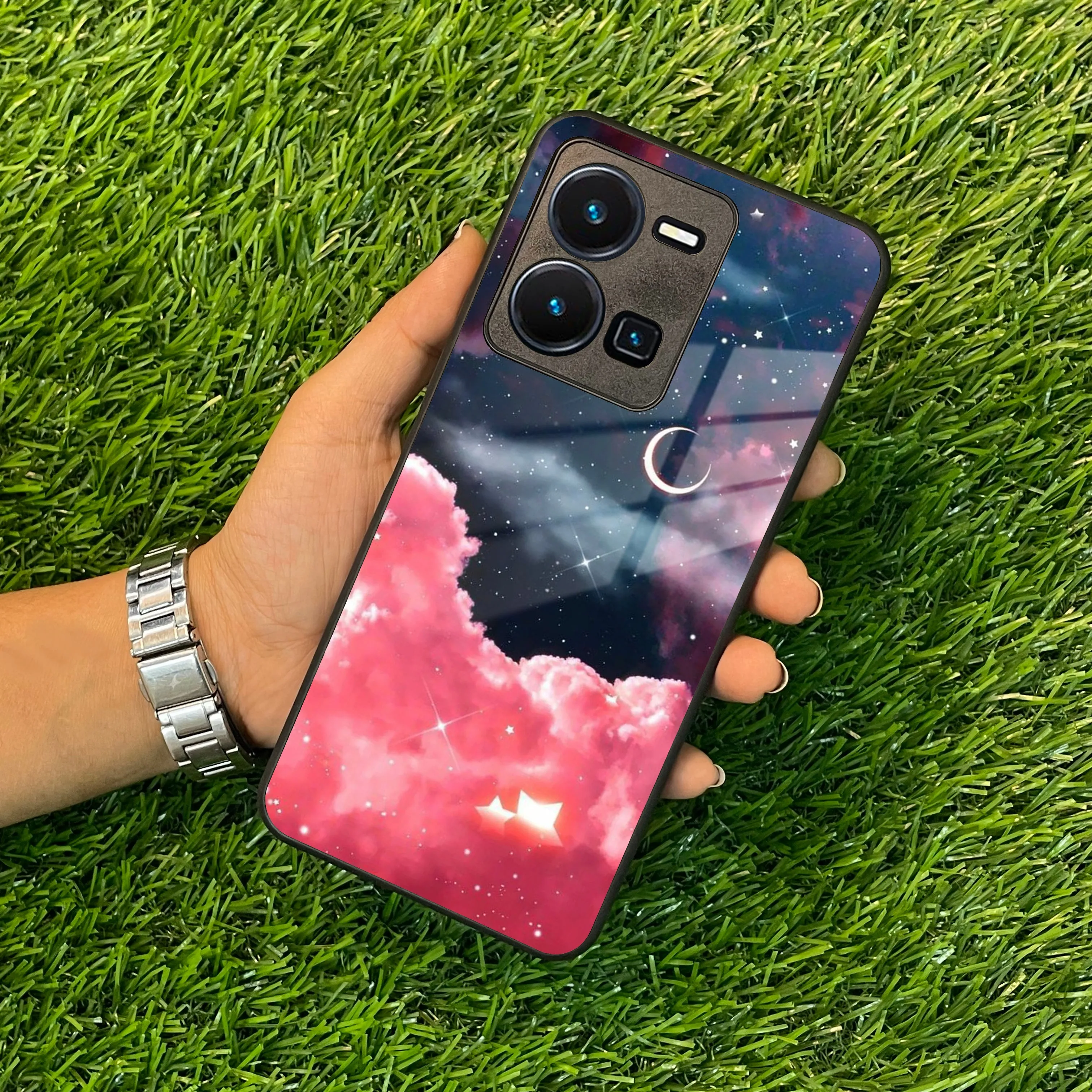 Aesthetic Cloud Glass Case Cover For Vivo