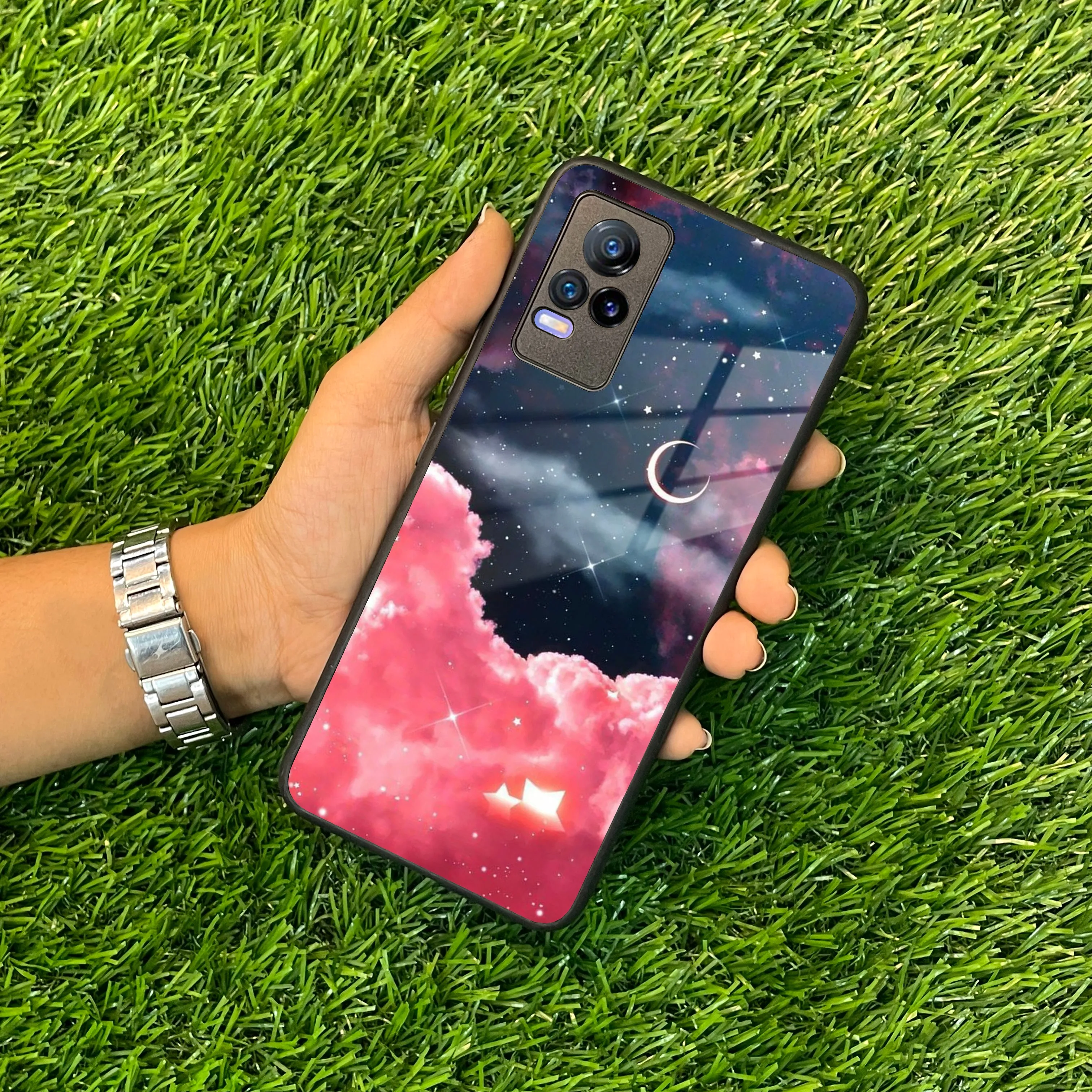 Aesthetic Cloud Glass Case Cover For Vivo
