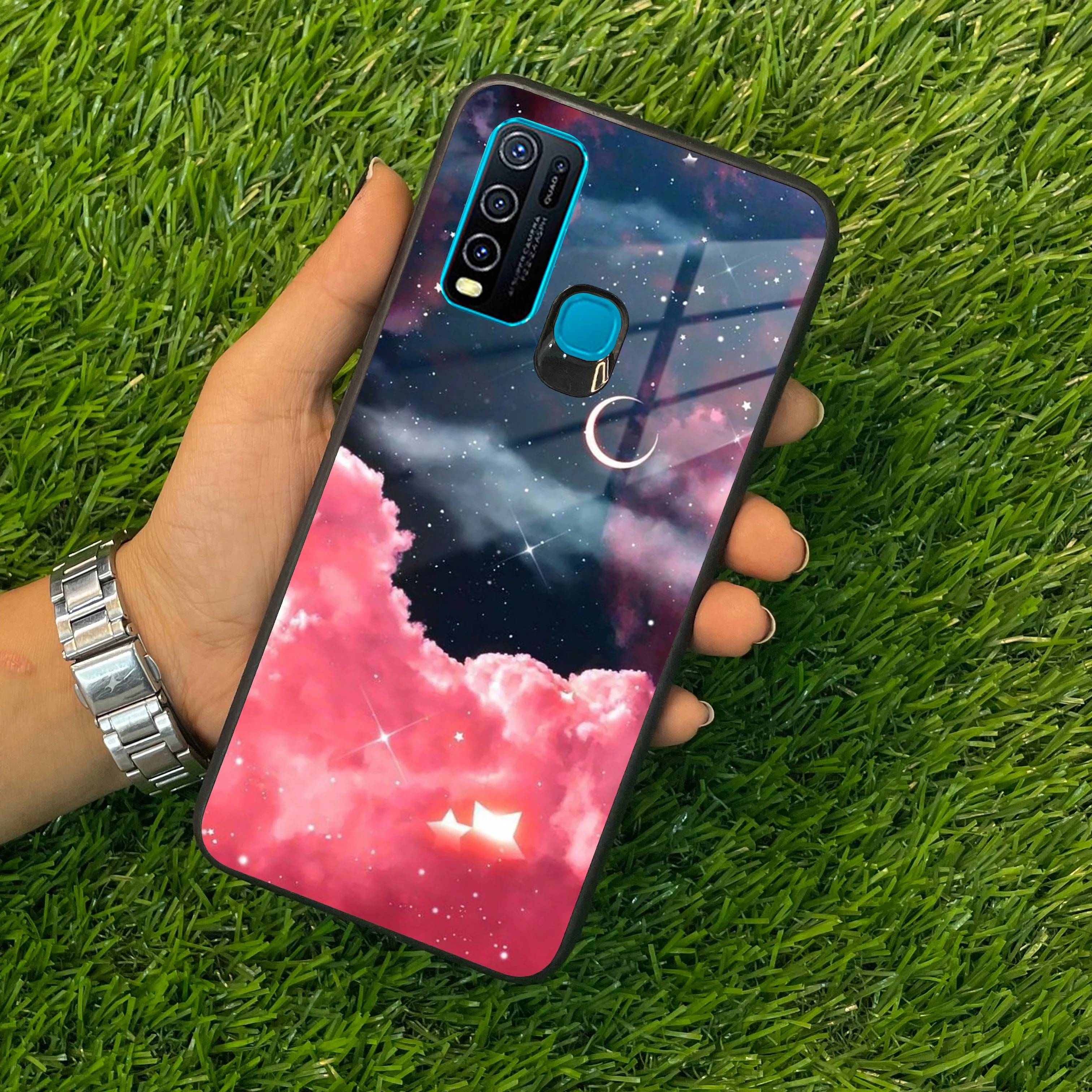 Aesthetic Cloud Glass Case Cover For Vivo
