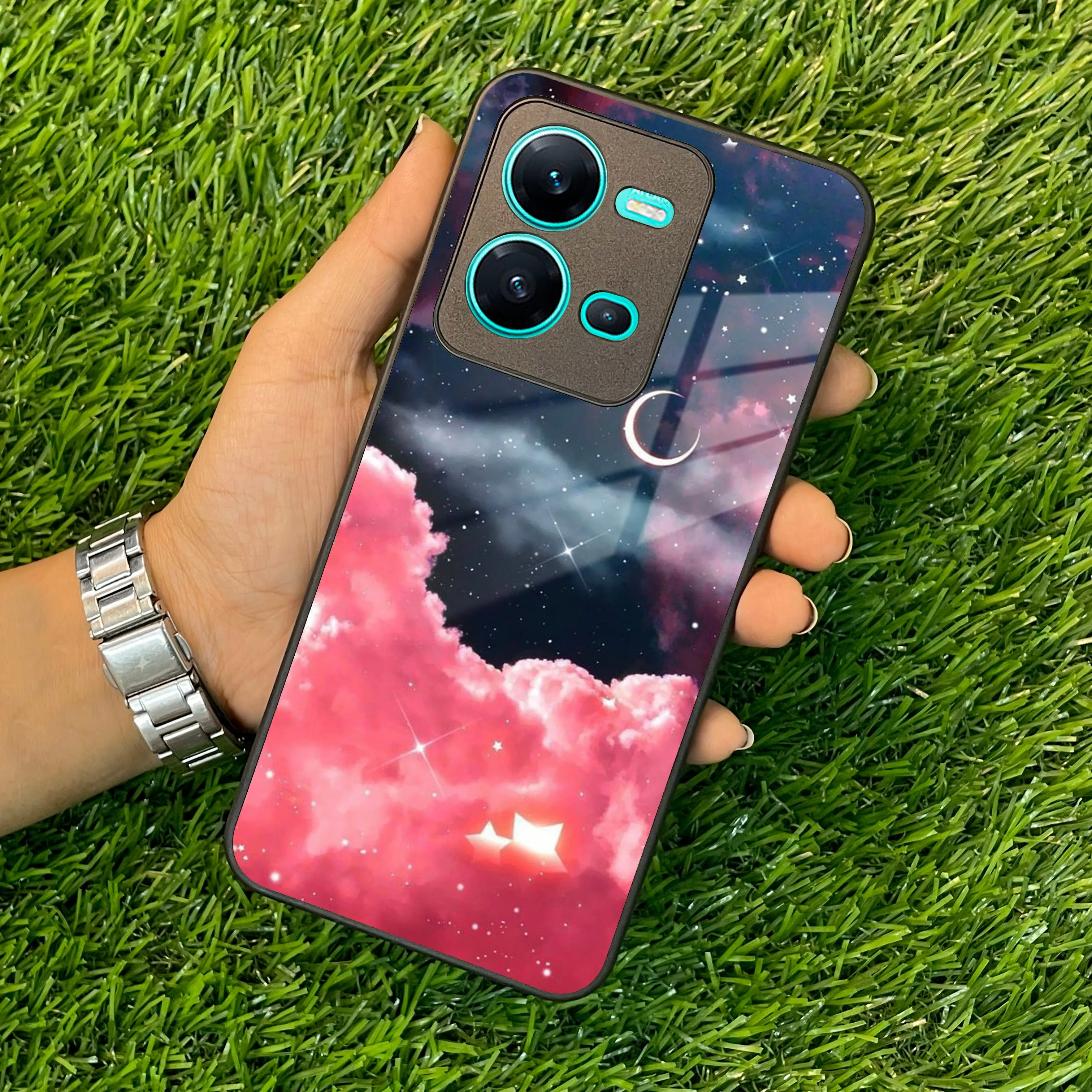 Aesthetic Cloud Glass Case Cover For Vivo