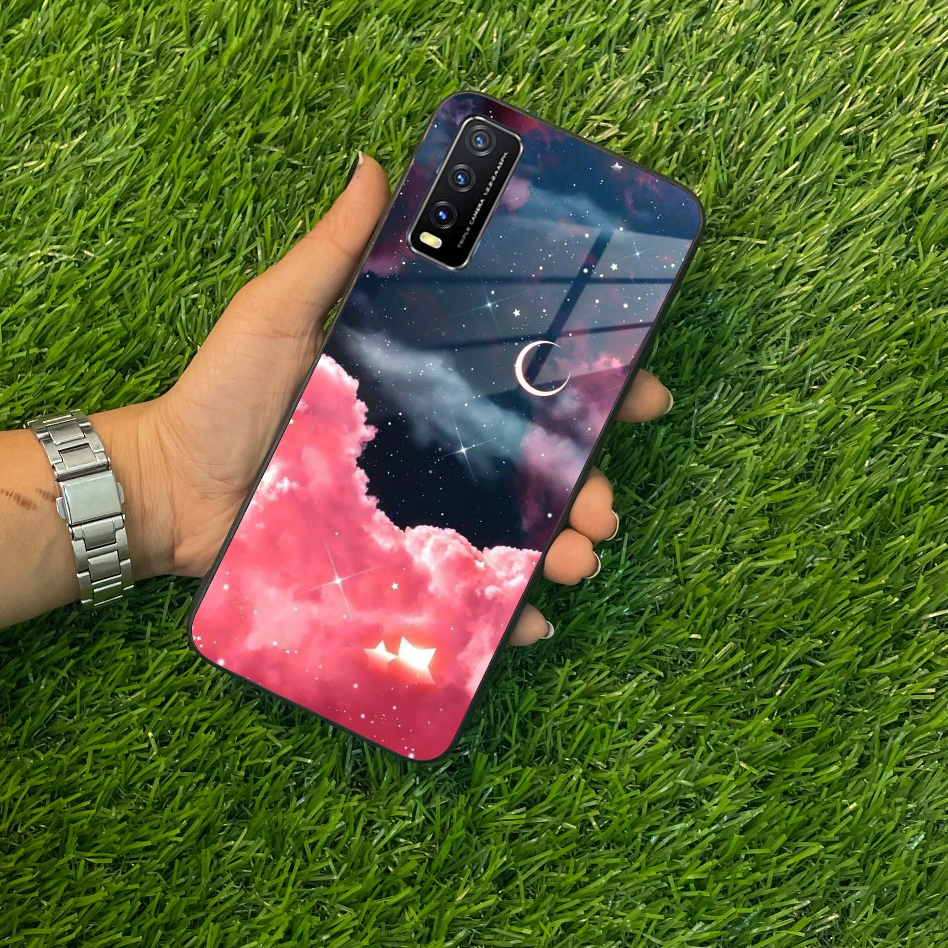 Aesthetic Cloud Glass Case Cover For Vivo