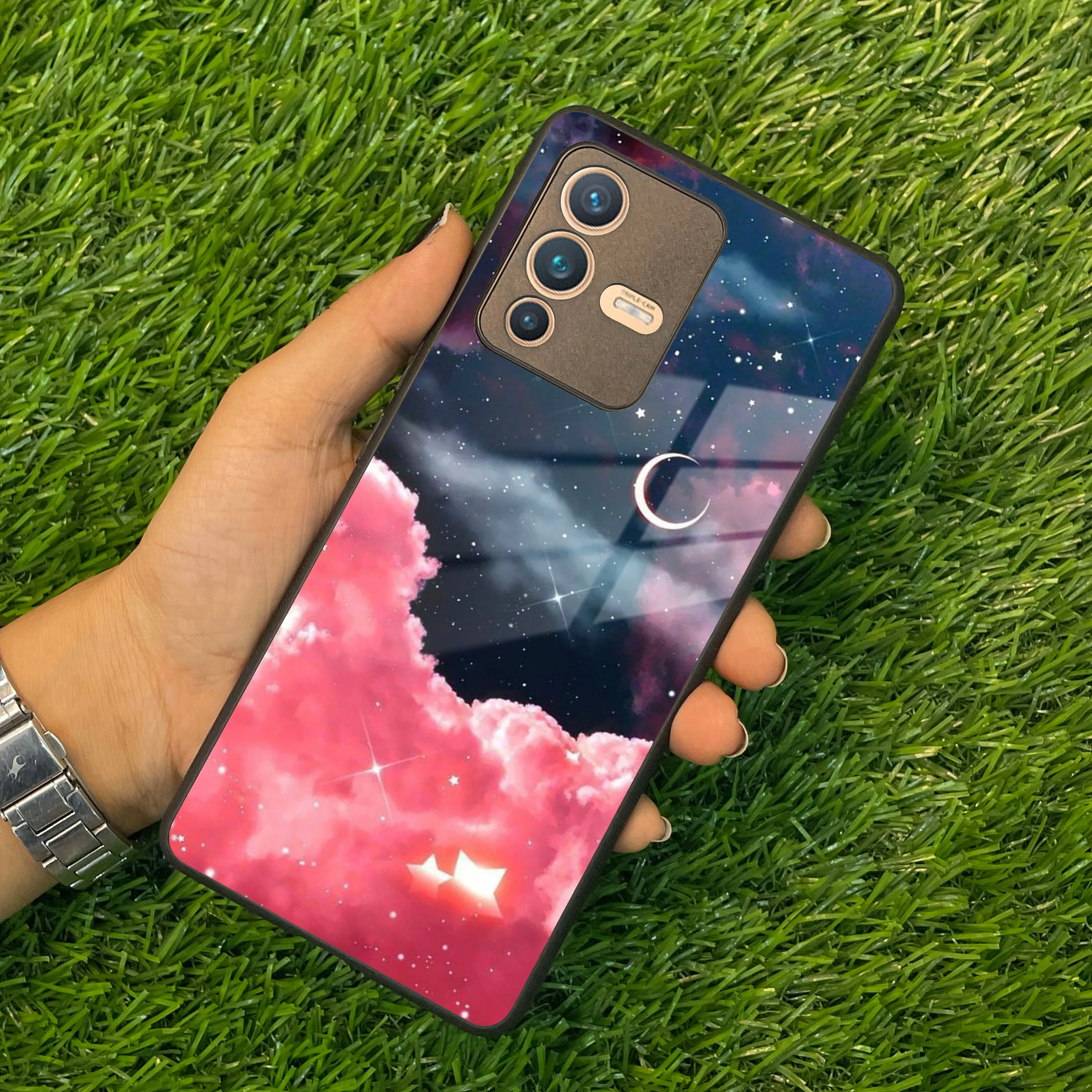 Aesthetic Cloud Glass Case Cover For Vivo