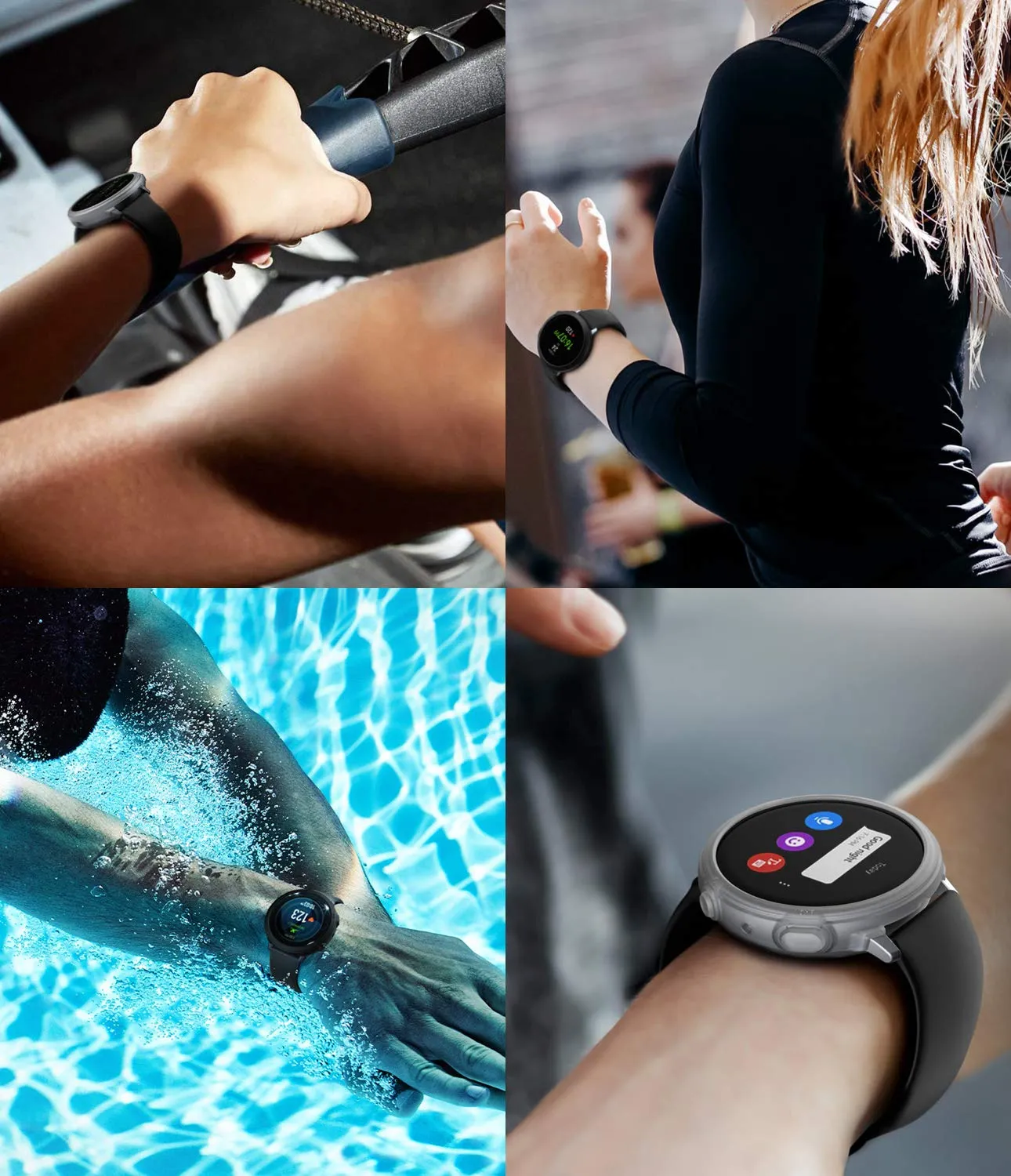Air Sports Case Designed for Galaxy Watch Active 2 44mm - Black   Matte Clear