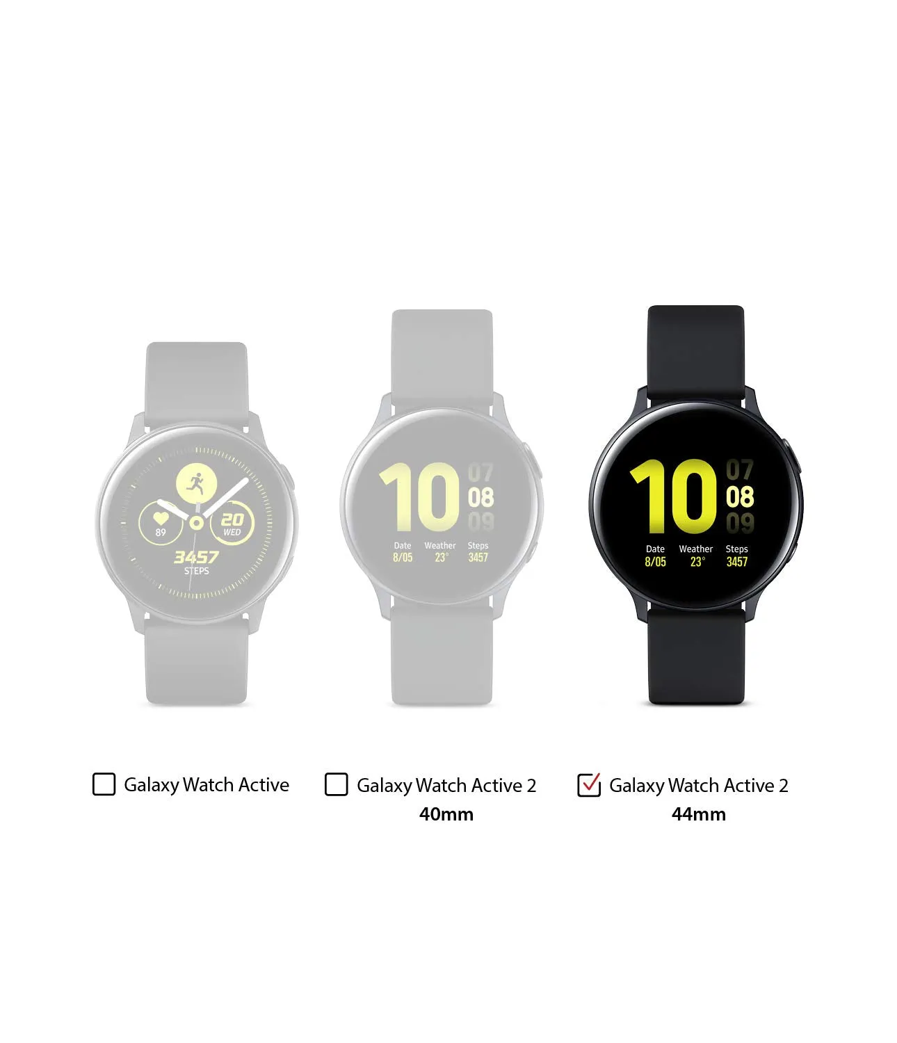 Air Sports Case Designed for Galaxy Watch Active 2 44mm - Black   Matte Clear