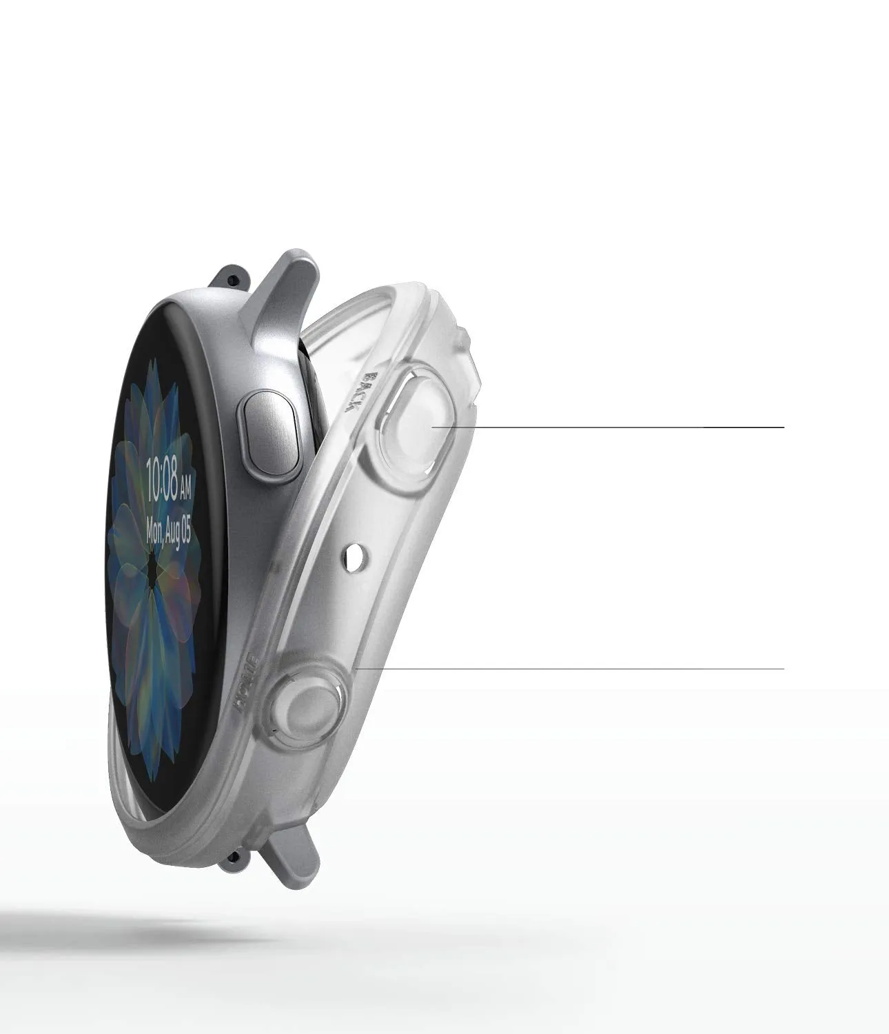 Air Sports Case Designed for Galaxy Watch Active 2 44mm - Black   Matte Clear