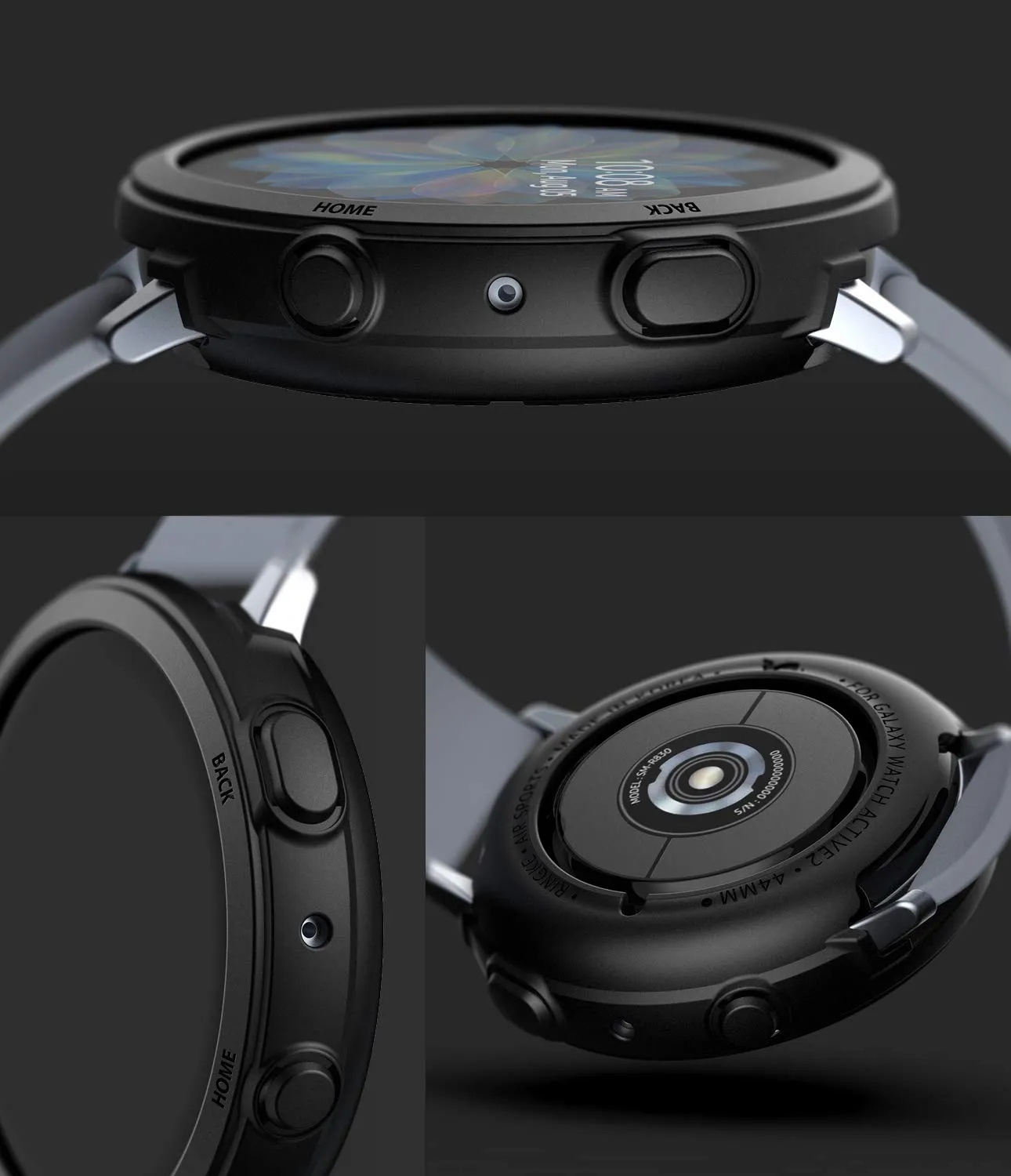 Air Sports Case Designed for Galaxy Watch Active 2 44mm - Black   Matte Clear