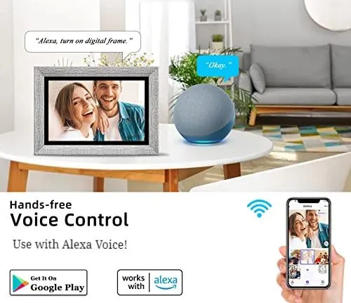 AISPro™ HD 10" Smart WiFi Digital Photo Frame: Video Player, Touch Screen, Alexa