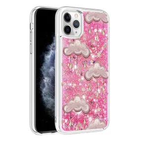 Anymob iPhone Case Pink With Cloud Dynamic Quicksand Soft Silicone Clear Back Cover