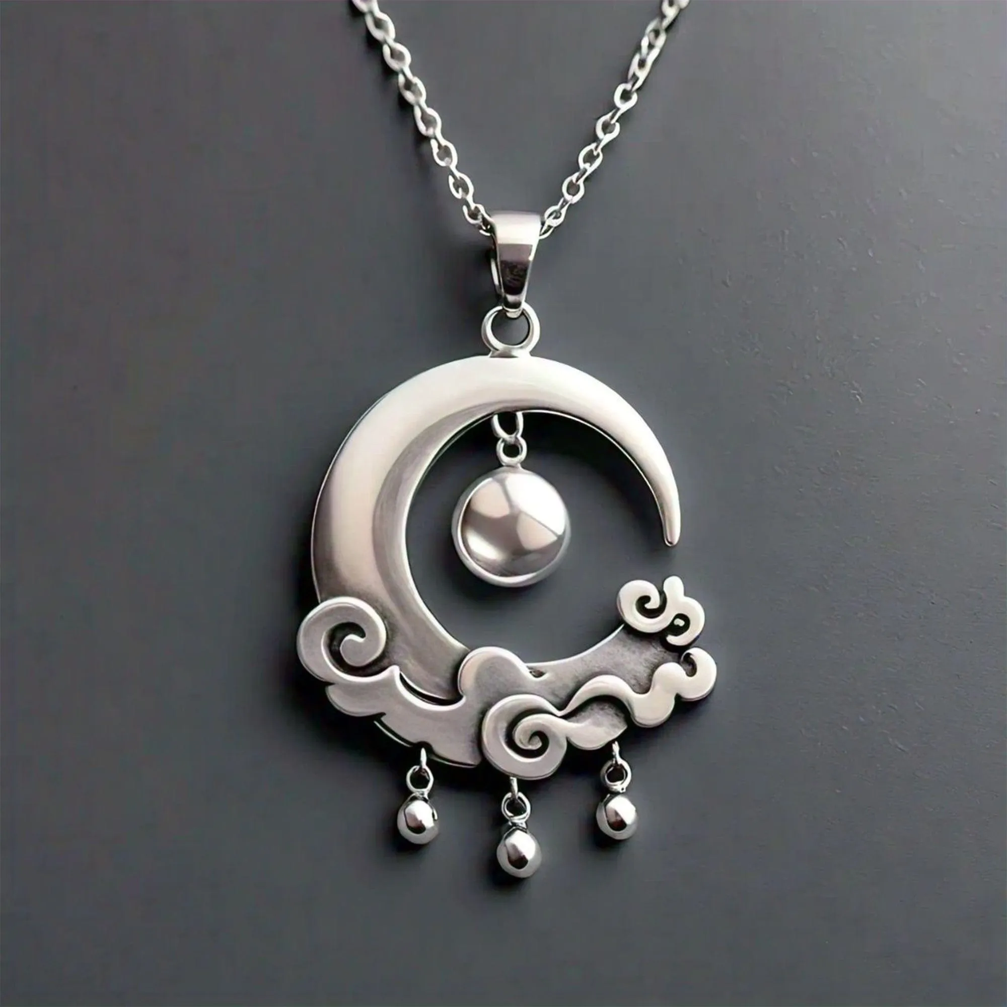 Artemis Crescent Moon Sterling Silver Cloud Necklace