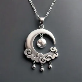 Artemis Crescent Moon Sterling Silver Cloud Necklace