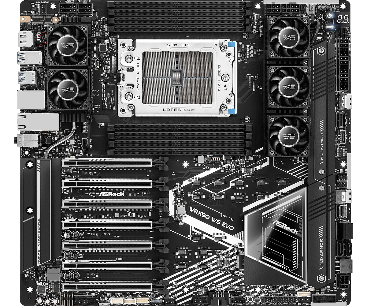 ASRock WRX90 WS EVO AMD Ryzen Threadripper PRO 7000 WX-Series Socket sTR5 EEB Motherboard