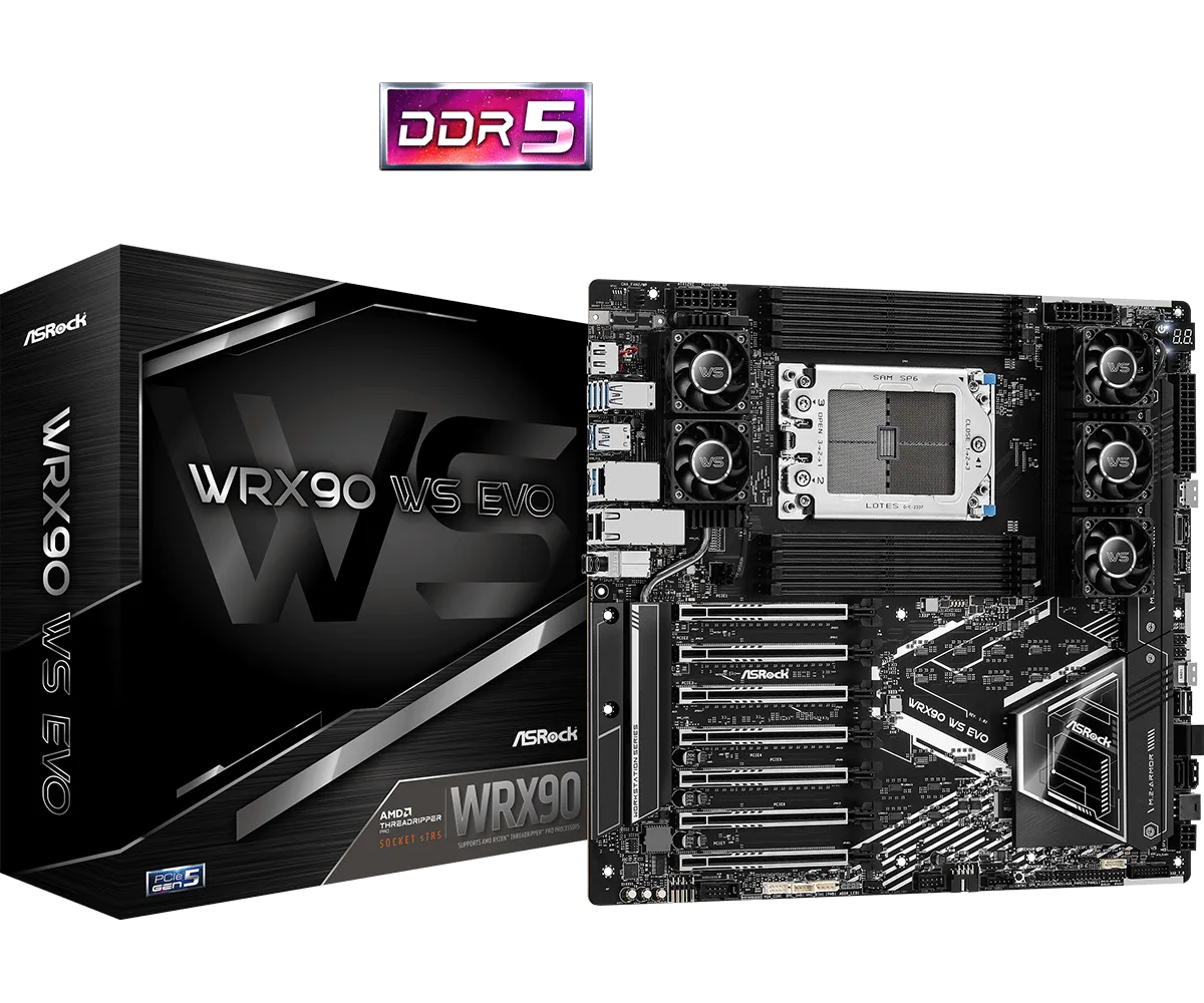 ASRock WRX90 WS EVO AMD Ryzen Threadripper PRO 7000 WX-Series Socket sTR5 EEB Motherboard