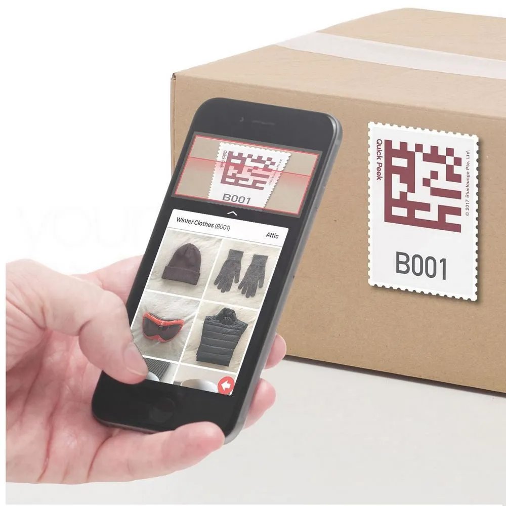 BlueLounge Quick Peek Smart Labels managing storage