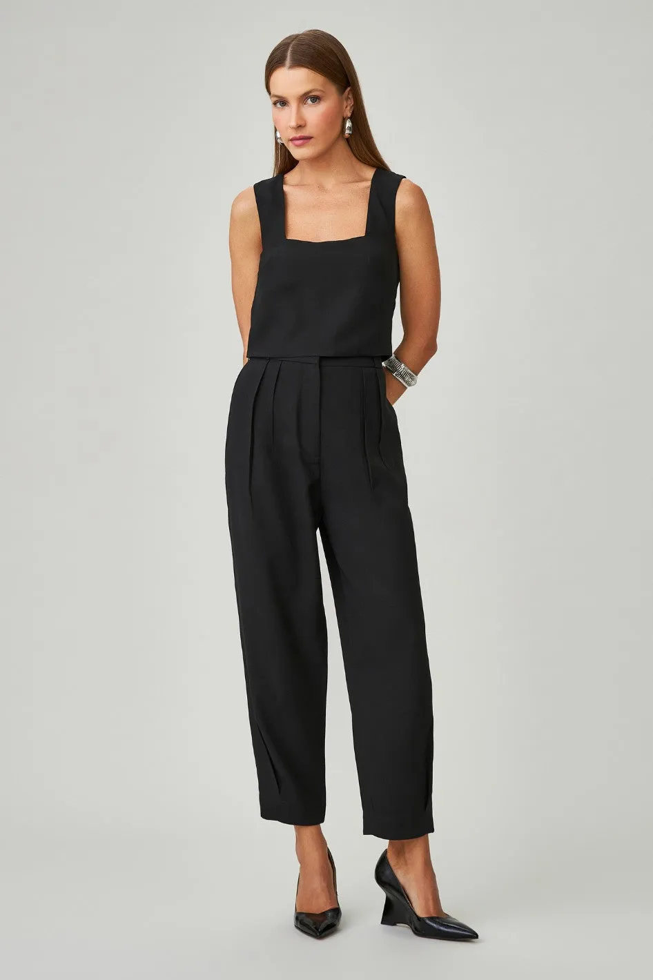 Blusa de Alfaiataria Preta Cleo