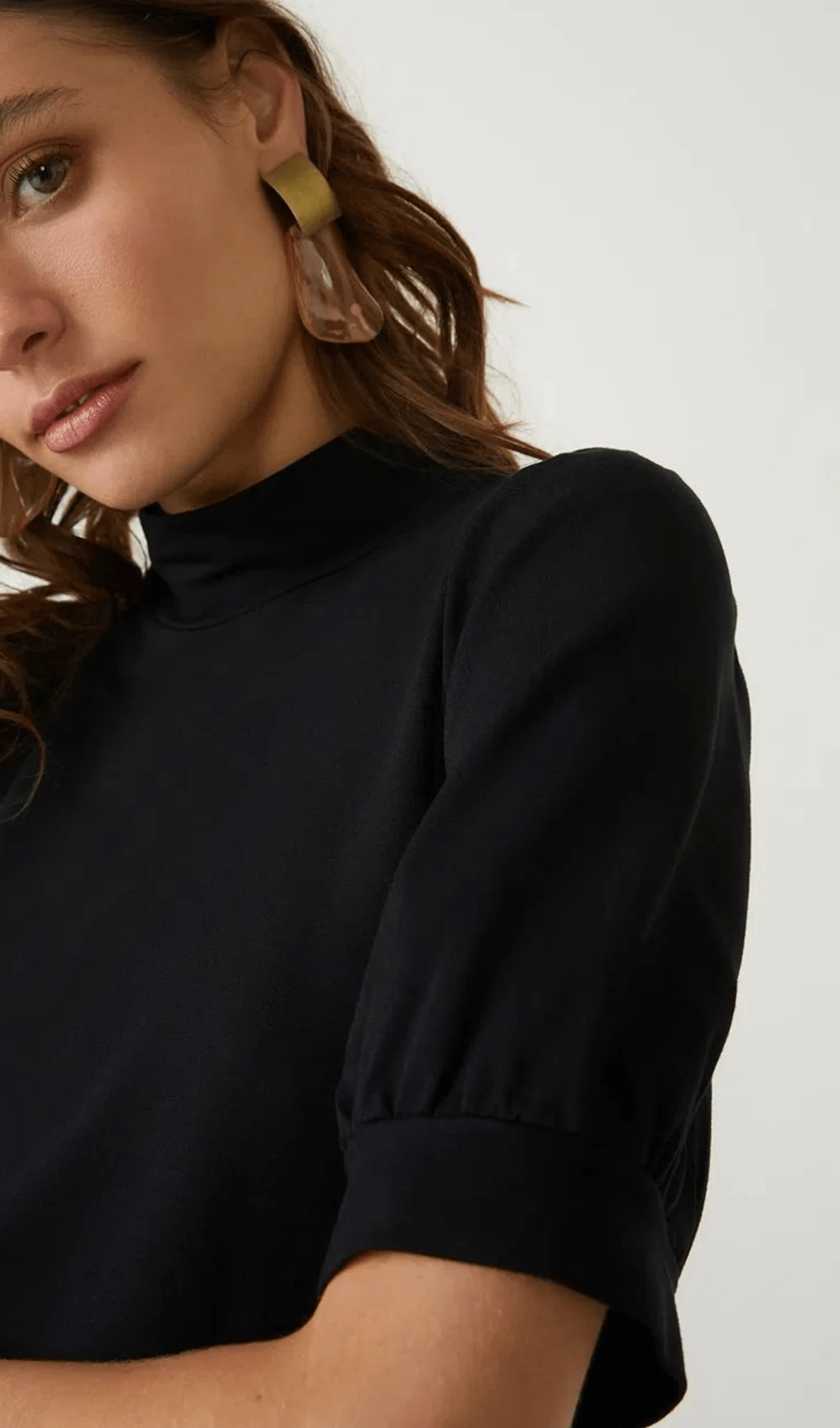 Blusa Malha Manga Bufante Shoulder