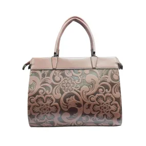 Brown Embossed  Handbag