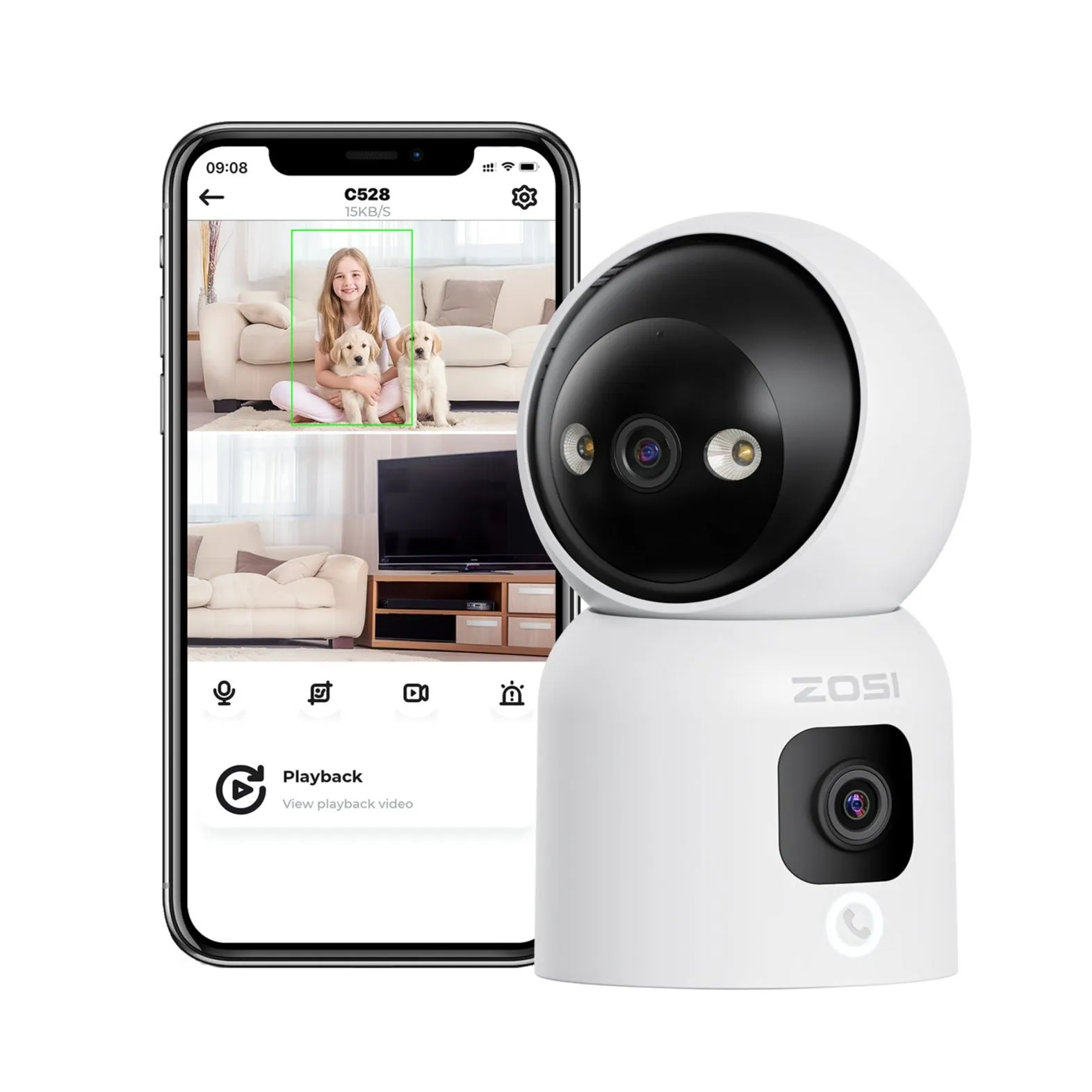 C528M 6MP 2.4GHz 5GHz WiFi Camera with Dual Lens   Max 256GB Storage