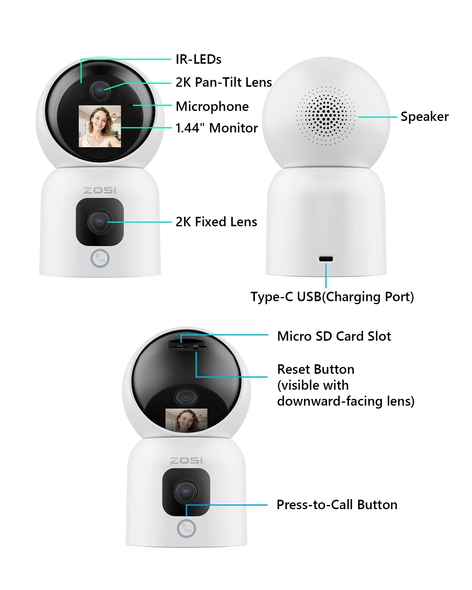 C528M 6MP 2.4GHz 5GHz WiFi Camera with Dual Lens   Max 256GB Storage