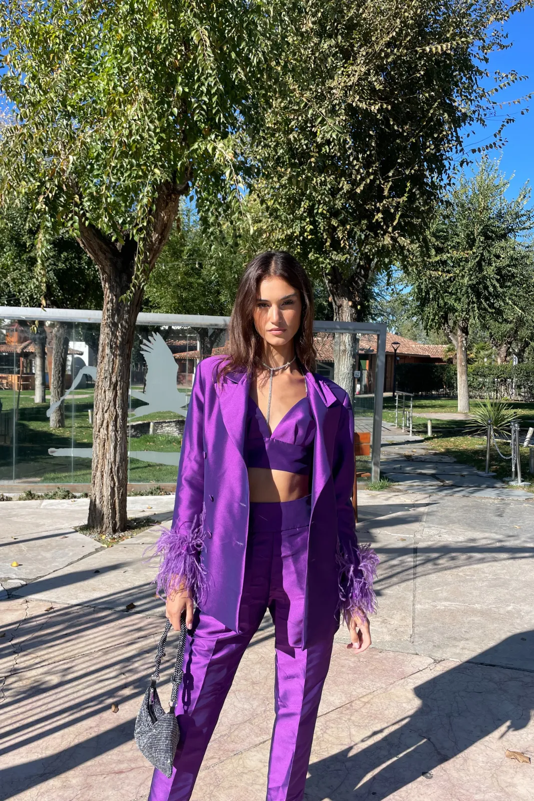 CALÇA ROXO ESTRUTURADA