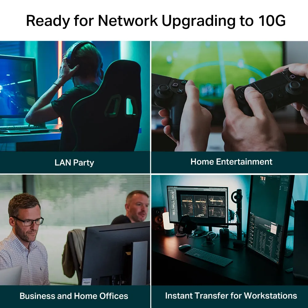 [CLEARANCE] TP-Link TL-SX105 5-Port 10G Multi-Gigabit Desktop Switch (Unmanaged) Lightning Fast Connections, 5 x 10G Ethernet Ports, 100Gbps Switching Capacity, 74.4Mpps Forwarding Rate, Auto-negotiation for 5-speed, Plug & Play